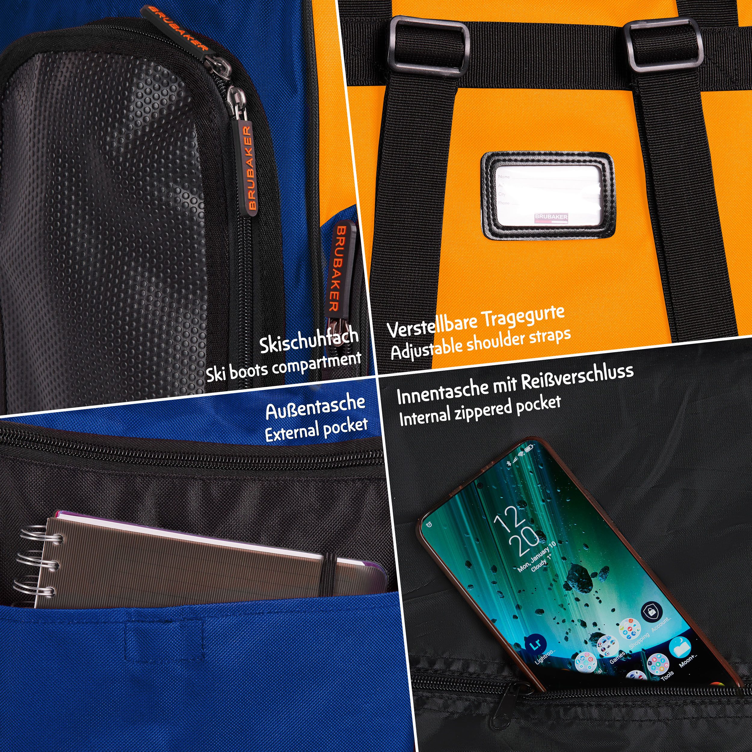 BRUBAKER Sporttasche Skischuhtasche mit Rucksackfunktion und Helmfach - SUPER FUNCTION - (1-tlg., reißfest und schnittfest), Komfort Stiefeltasche für Skischuhe mit Innentasche, Helmtasche