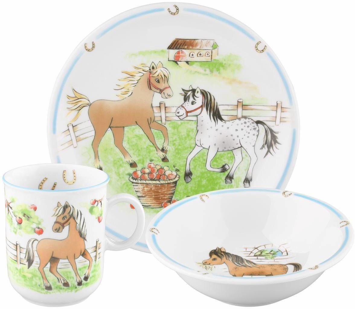Seltmann Weiden Kindergeschirr-Set Compact Mein Pony (3-tlg), 1 Personen, Porzellan, Teller, Schüssel, Becher, Made in Germany, 3 Teile, …