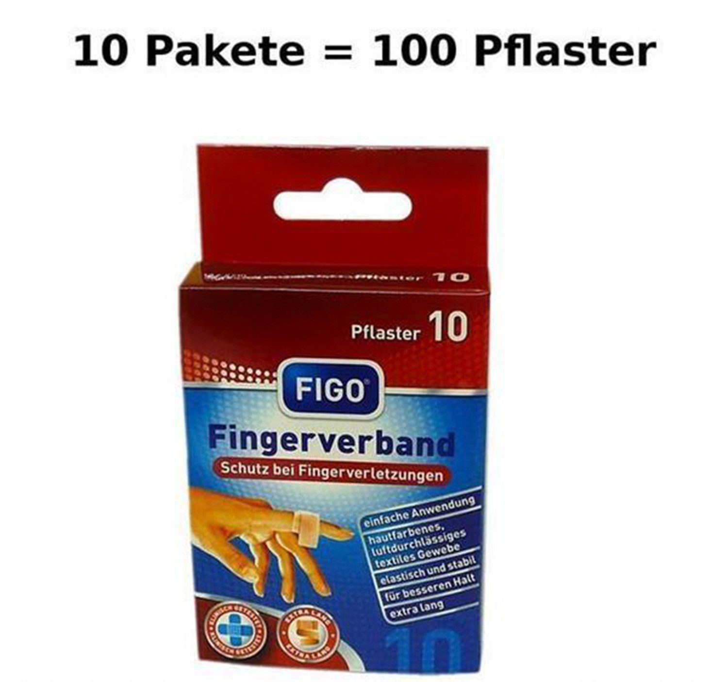 FIGO Wundpflaster 100 Fingerpflaster Finger Pflaster elastisch 12 x 2 cm (Set, 100 St., Fingerpflaster), Pflaster Fingerverband Wundversorgung