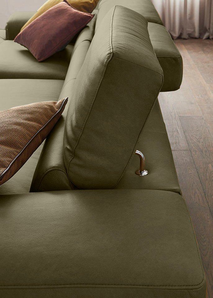 W.SCHILLIG Ecksofa piedroo, Designsofa mit tollem Sitzkomfort, bequem und elegant, L-Form, Kopfteilverstellung, wahlweise mit Sitztiefenverstellung, Breite 343cm