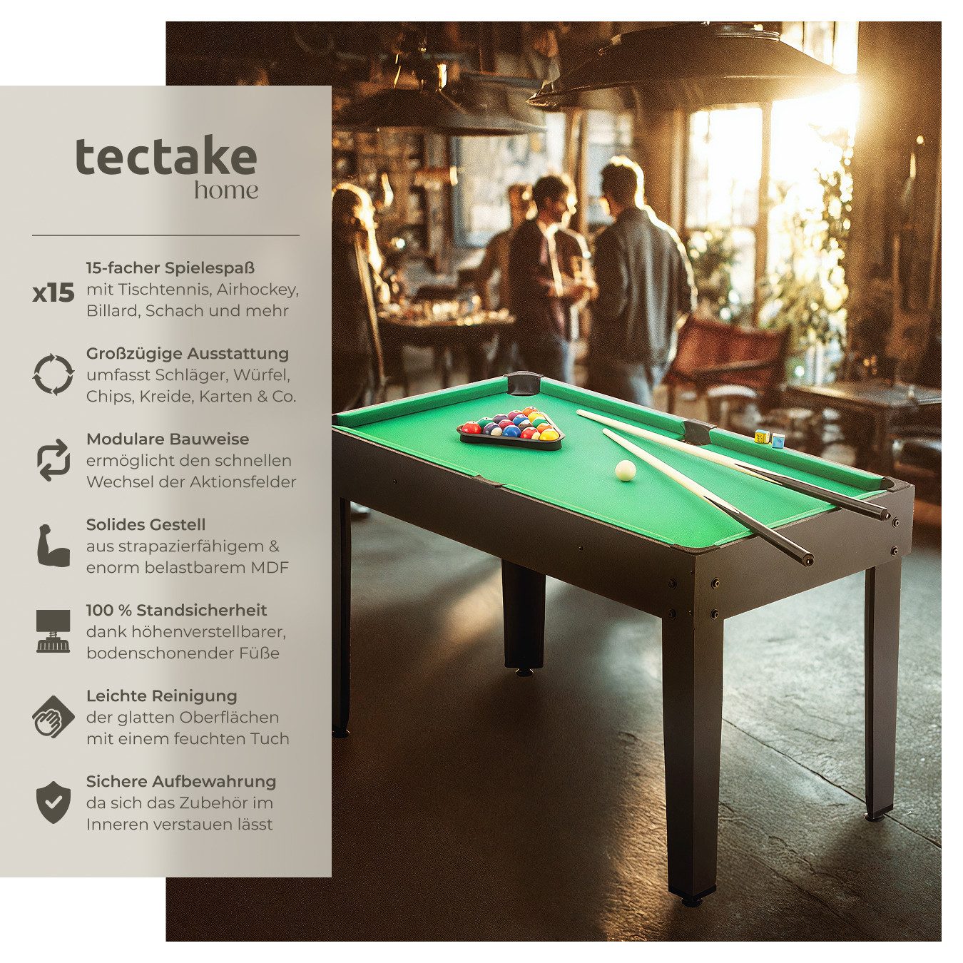 tectake Spieltisch Multifunktional SirGameALot, 15in1, mit Zubehör, 125 x 1 günstig online kaufen