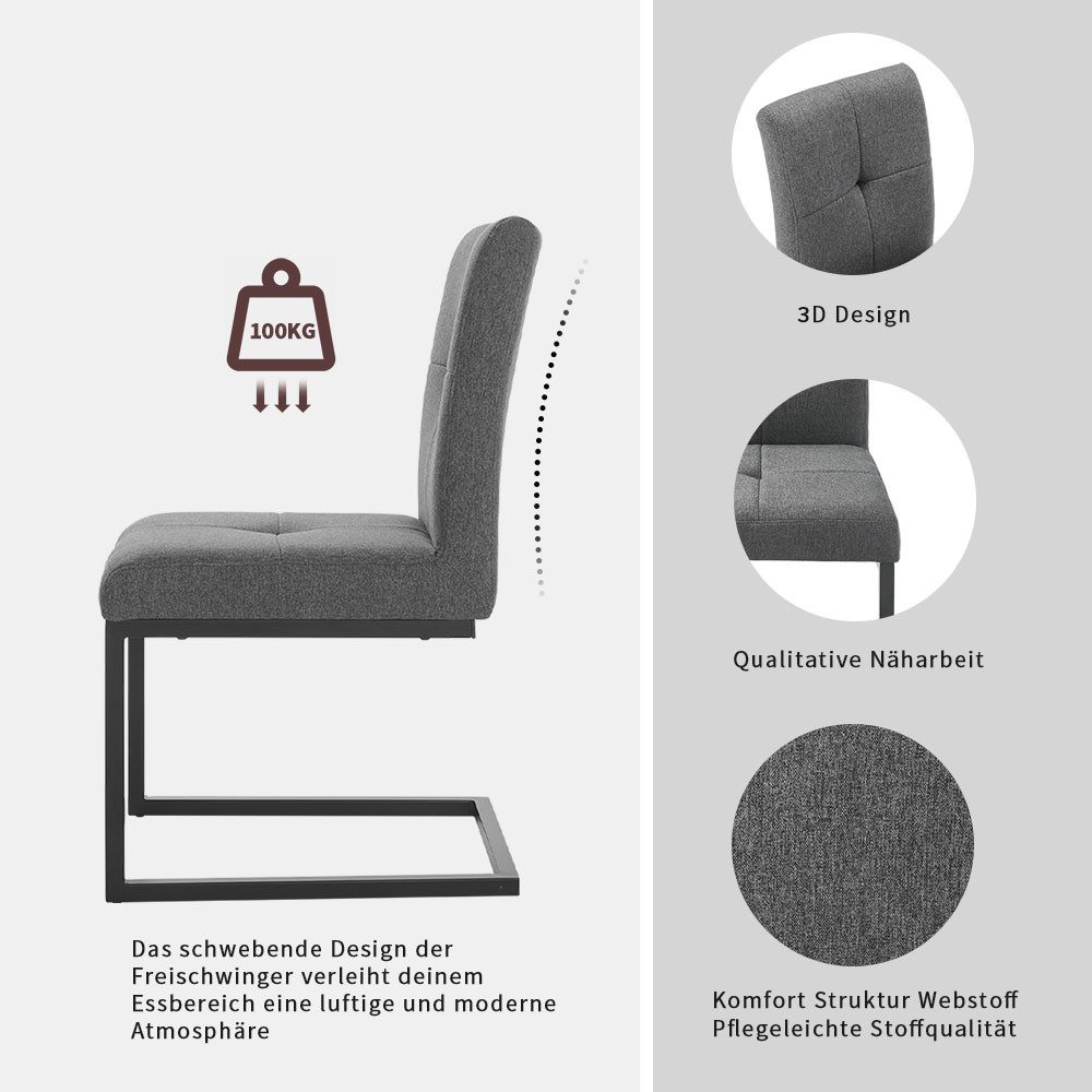 OTTO home Esszimmerstuhl Geranie Freischwinger, Schwingstuhl (Set, 2 St), mit 3D-Steppung, robustes Gestell, hochwertiger Stoff – Bild 3 von 5