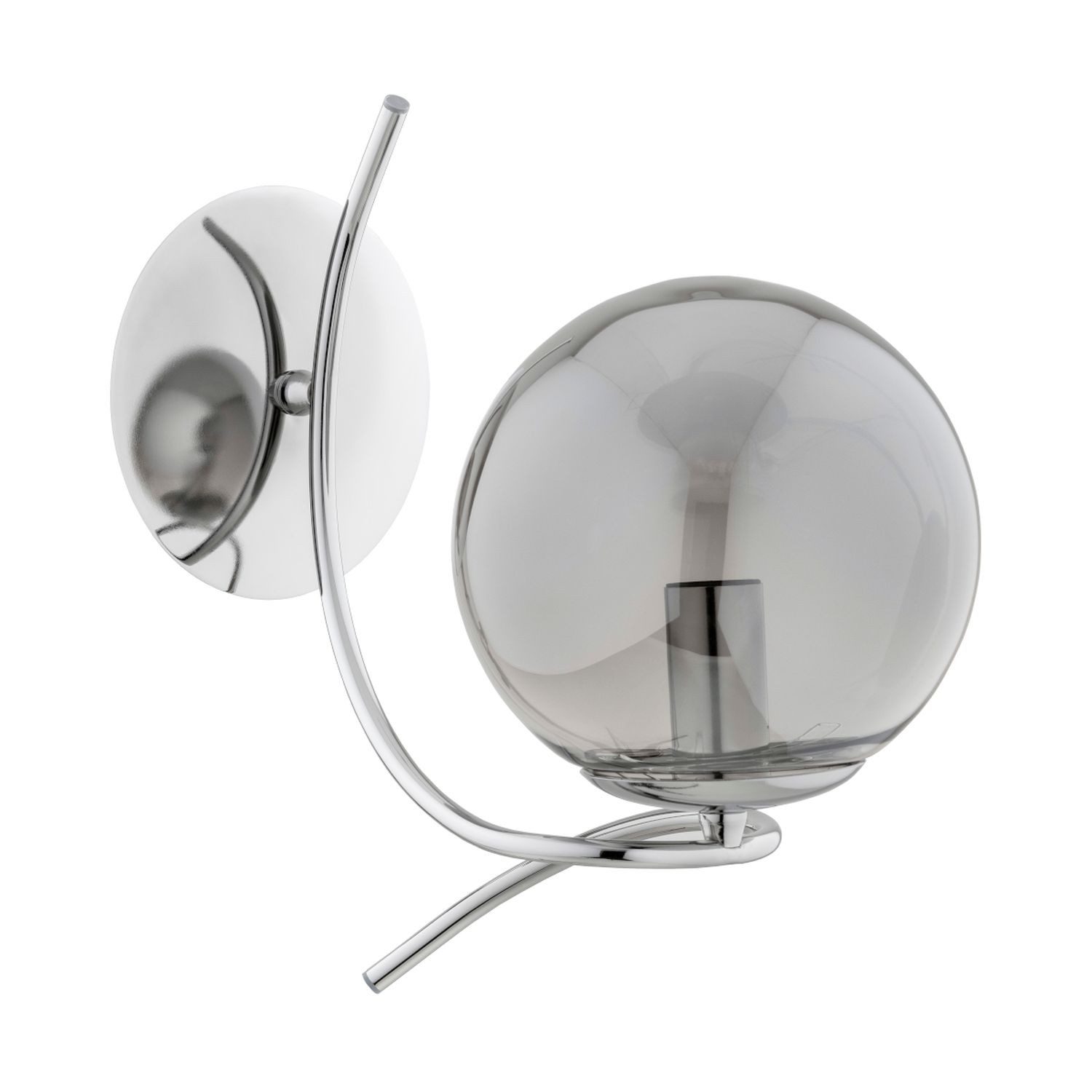 Licht-Erlebnisse Wandleuchte KELALO, ohne Leuchtmittel, Metall Glas E14 H: 27 cm Chrom Rauchglas Kugelschirm Modern
