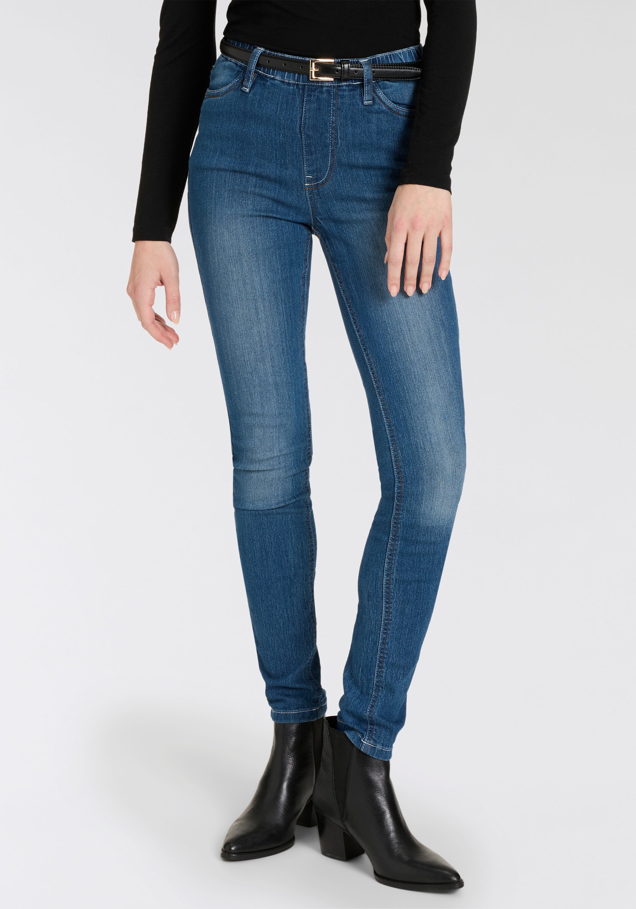 Arizona Jeansjeggings (Packung, 2er-Pack) enge Passform, Röhrenjeans, Used-Look-Waschung, hohe Leibhöhe