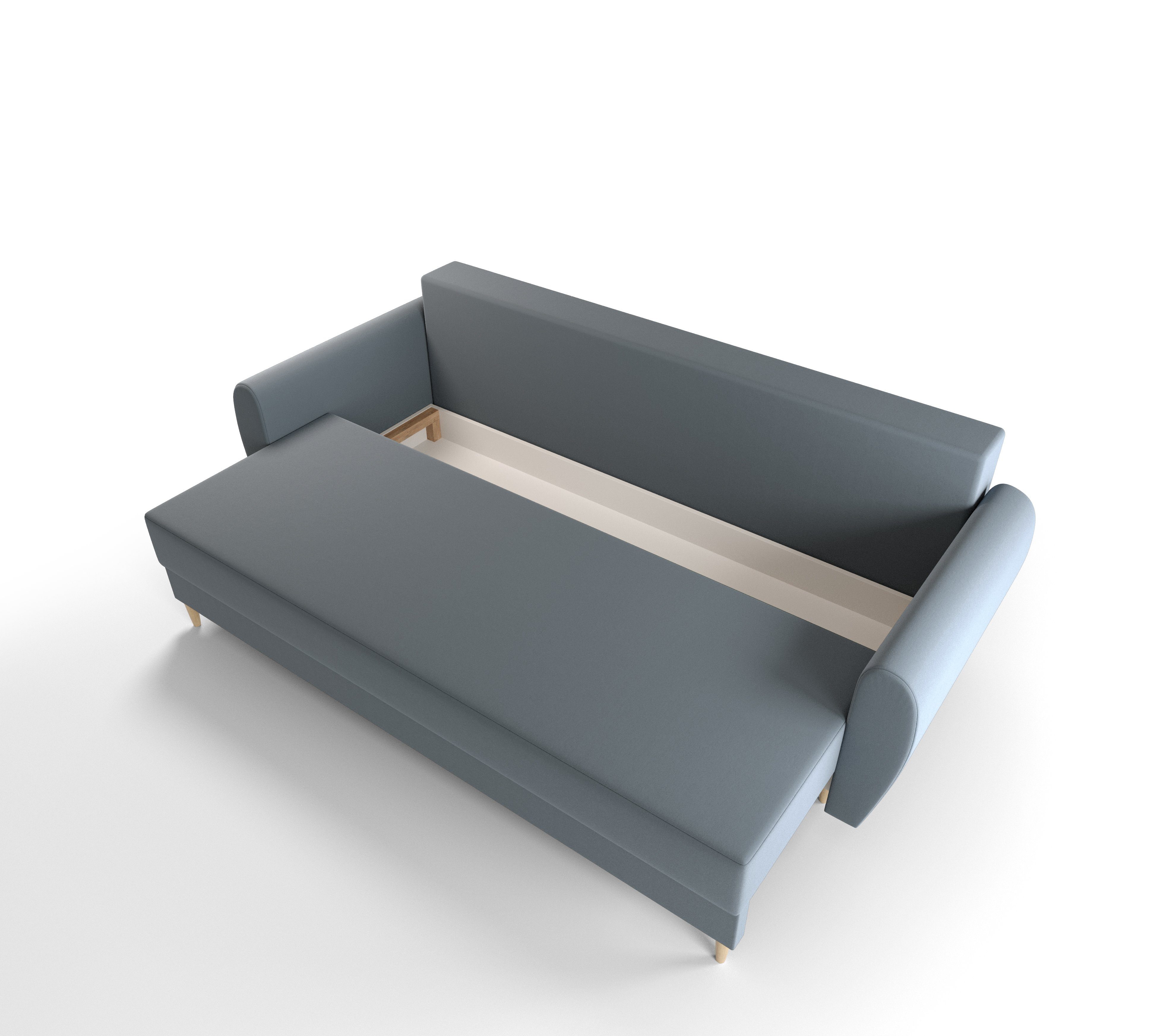 pressiode und Grau COUCH mit Schlafsofa, Bettkasten PALERMO 230cm Schlaffunktion Sofa