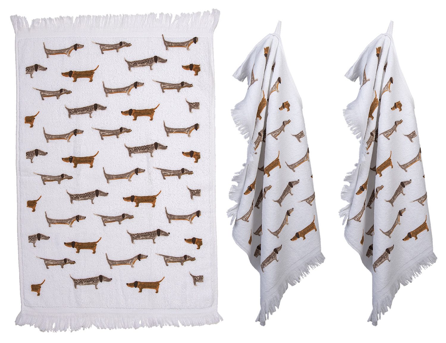 Clayre & Eef Geschirrtuch Landhaus, (3-tlg., 3-teilig), Frottee Küchenhandtücher Gästehandtücher ca.40x66cm Baumwolle