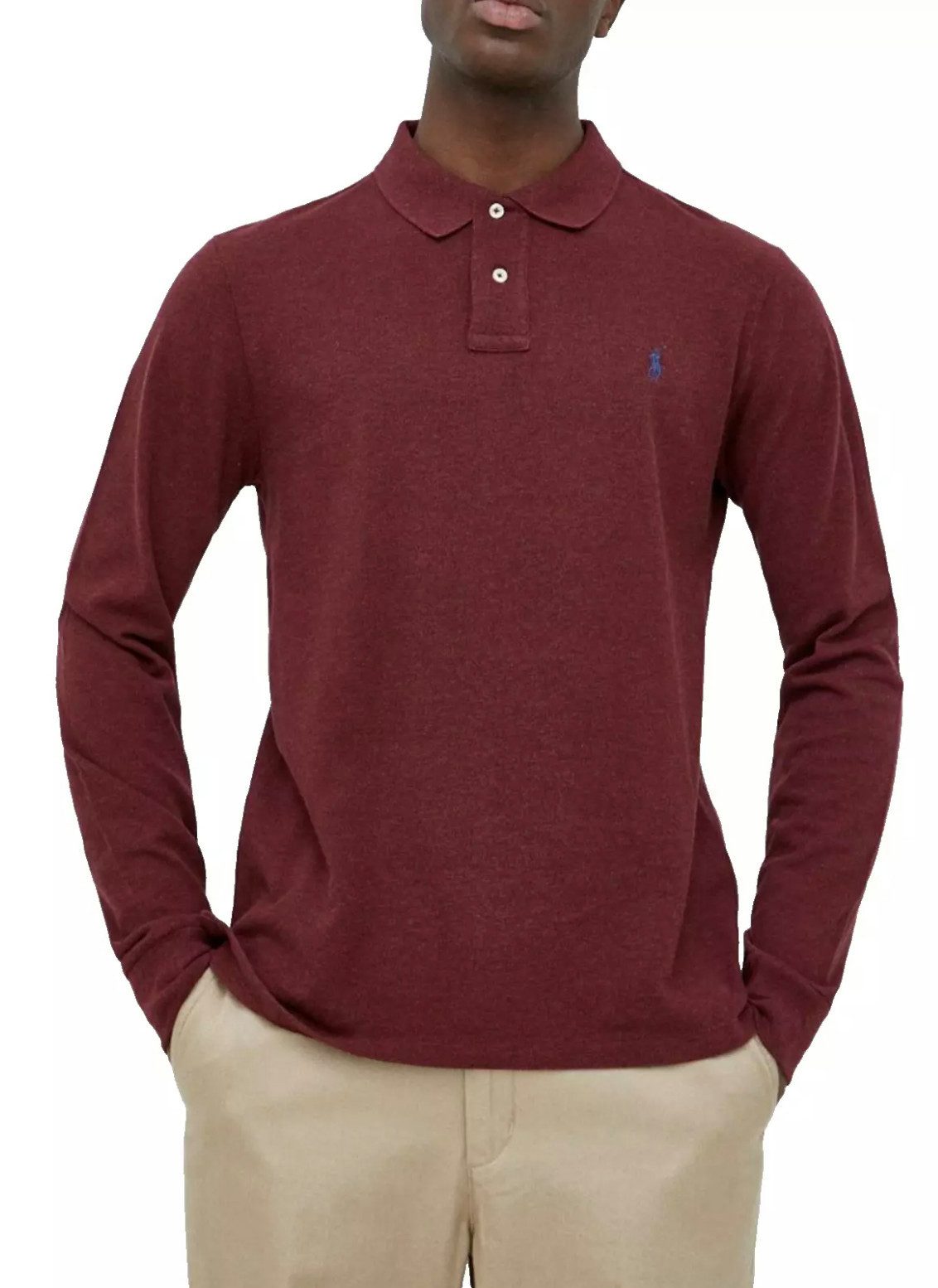 Polo Ralph Lauren Langarm-Poloshirt Herren Hemd Slim-Fit Weich, atmungsaktiv und angenehm auf der Haut – Bild 4 von 5