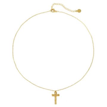 Made by Nami Kette mit Anhänger Kreuz-Kette Damen Schmuck Gold 40 + 5 cm, Geschenke für Frauen