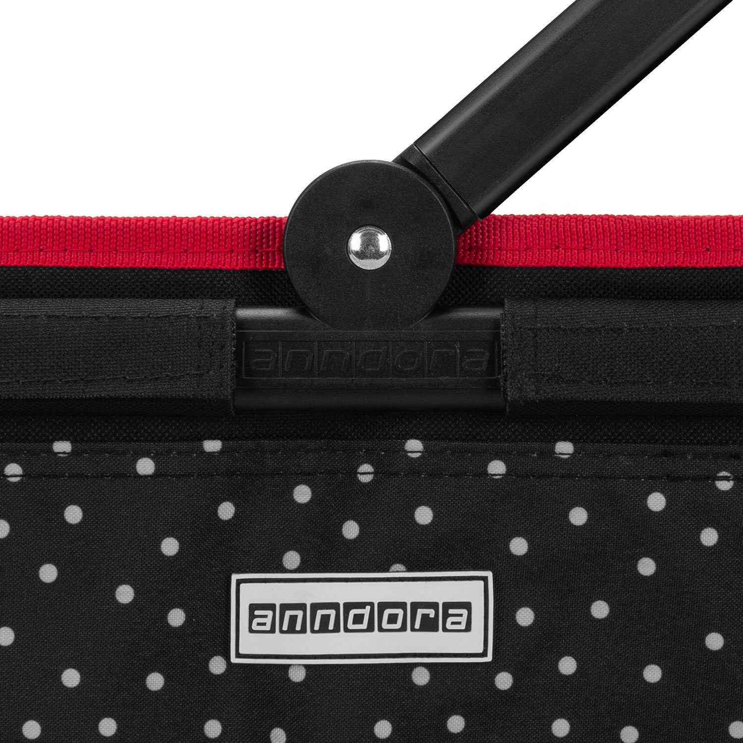 anndora Einkaufskorb mit stabilem Aluminiumrahmen, 22 l, Stoff durch Klettverschluss leicht abnehmbar zum Reinigen