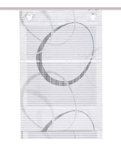 Magnetrollo Magnetrollo Vitus mit aufgedruckten Kreisen, Farbe: grau, Raffrollo in "Bambus" Optik, Clever-Kauf-24, mit Bohren