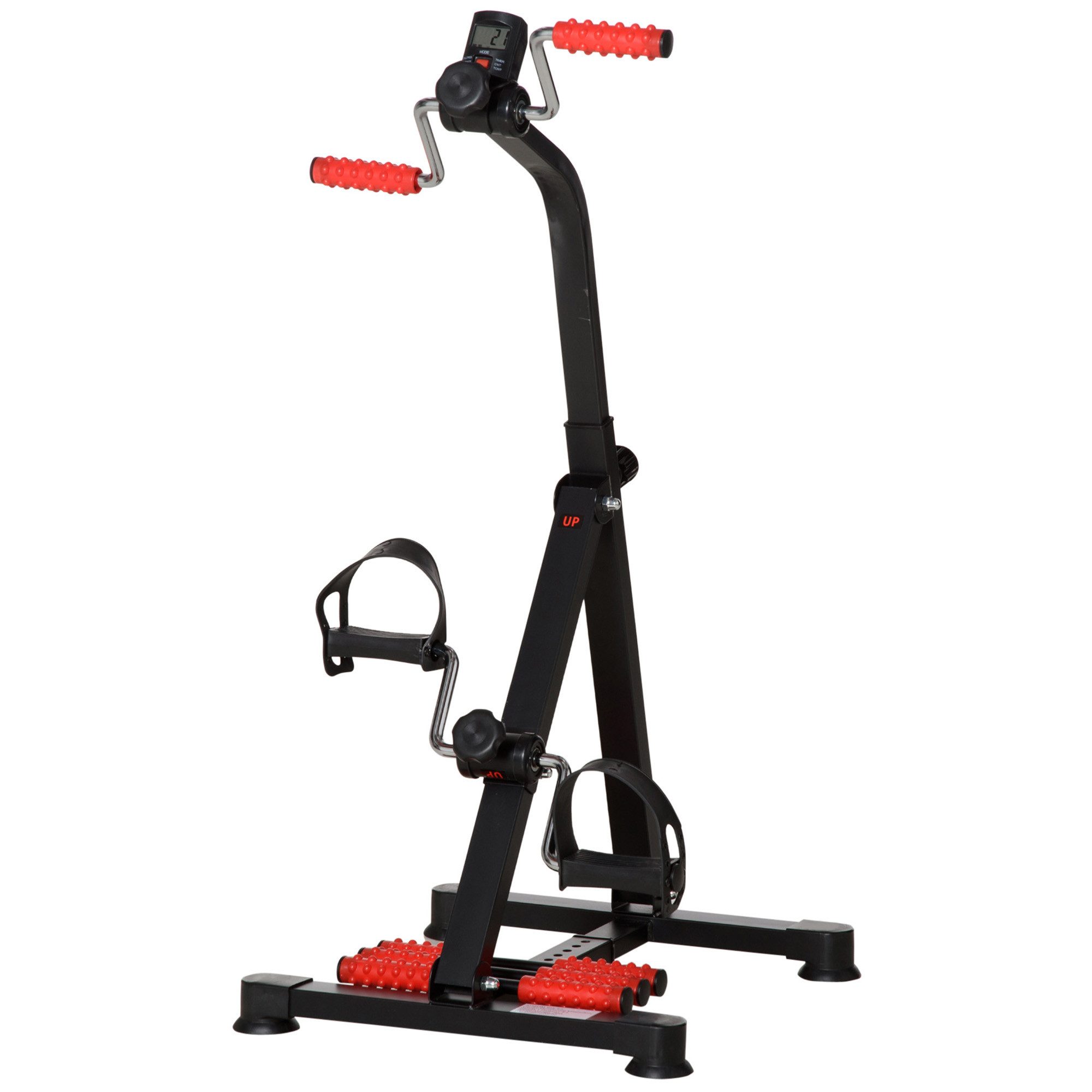 Novzep Pedaltrainer Pedaltrainer für Senioren Höhen- & Längenverstellbar Mini Heimtrainer, mit Griff LCD Display Befestigungsband