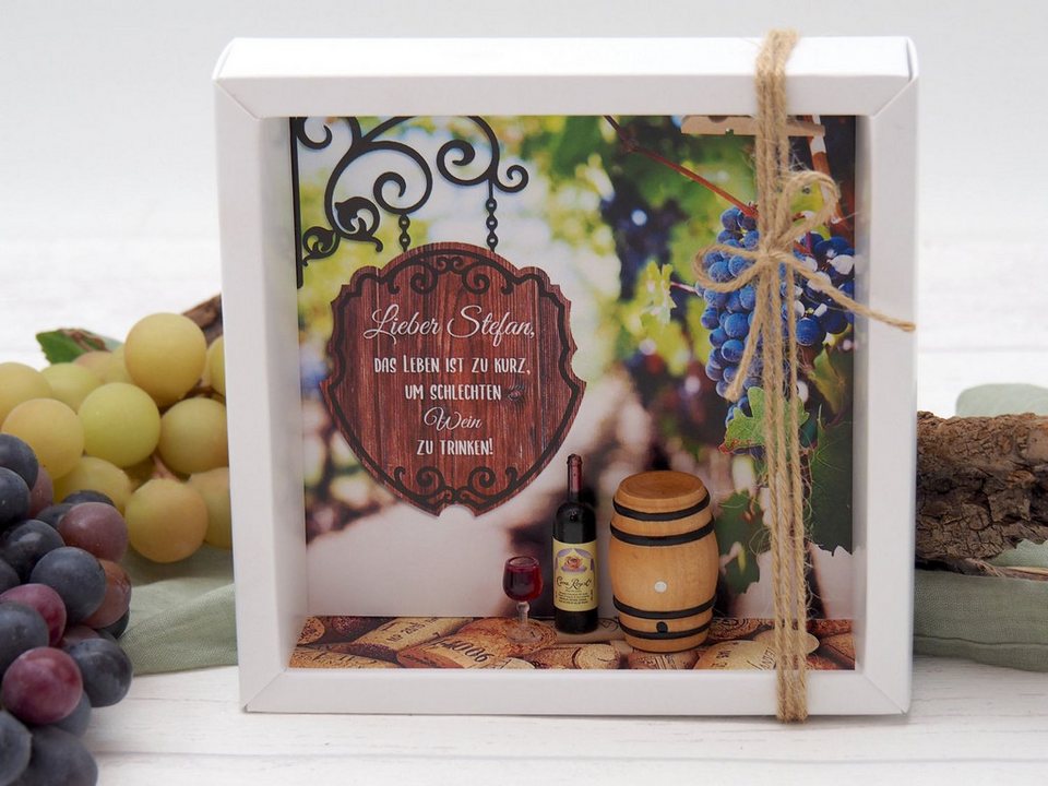 ZauberDeko Geschenkbox Geldgeschenk Verpacken Weingutschein Wein Geschenk Geburtstag MIT NAME, Geschenk Schachtel