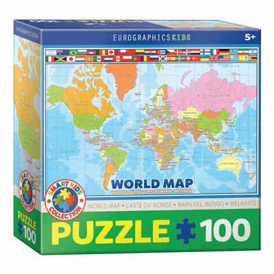 EUROGRAPHICS Puzzle Weltkarte, 100 Puzzleteile