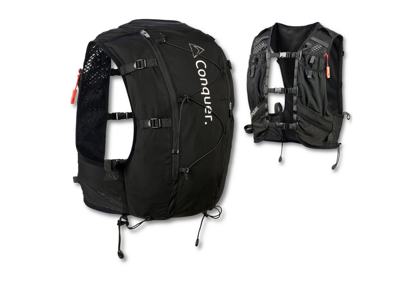 Conquer. Trinkrucksack Laufweste 15L Damen & Herren – Trailrunning Rucksack mit Trinksystem, Eng anliegende Laufweste