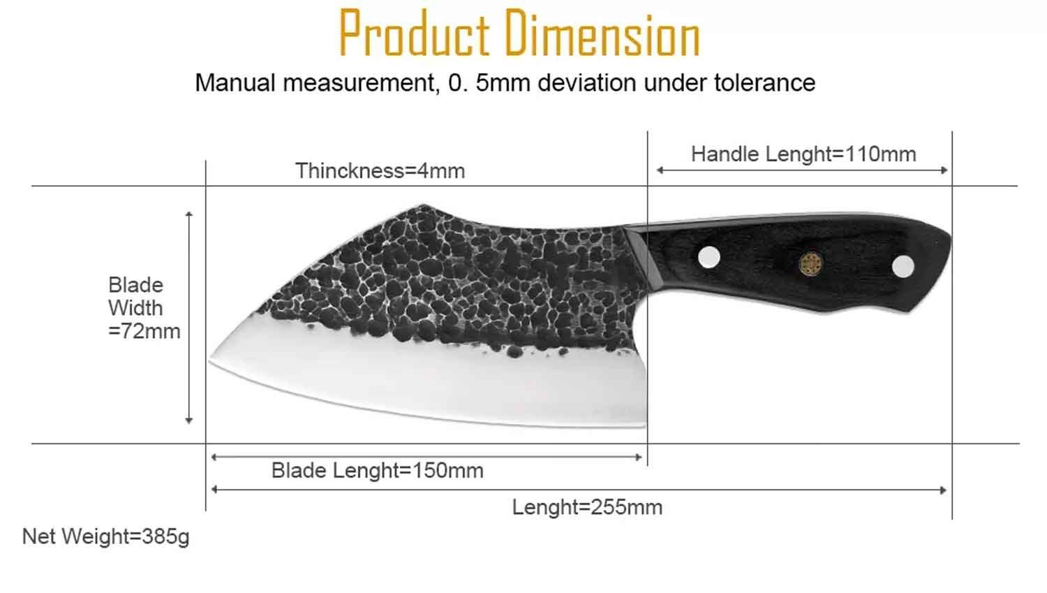 geschmiedetem, Muxel Chinesisches mit Lederscheide Hackmesser aus Kochmesser hochwertigem schwer Handgefertigtes