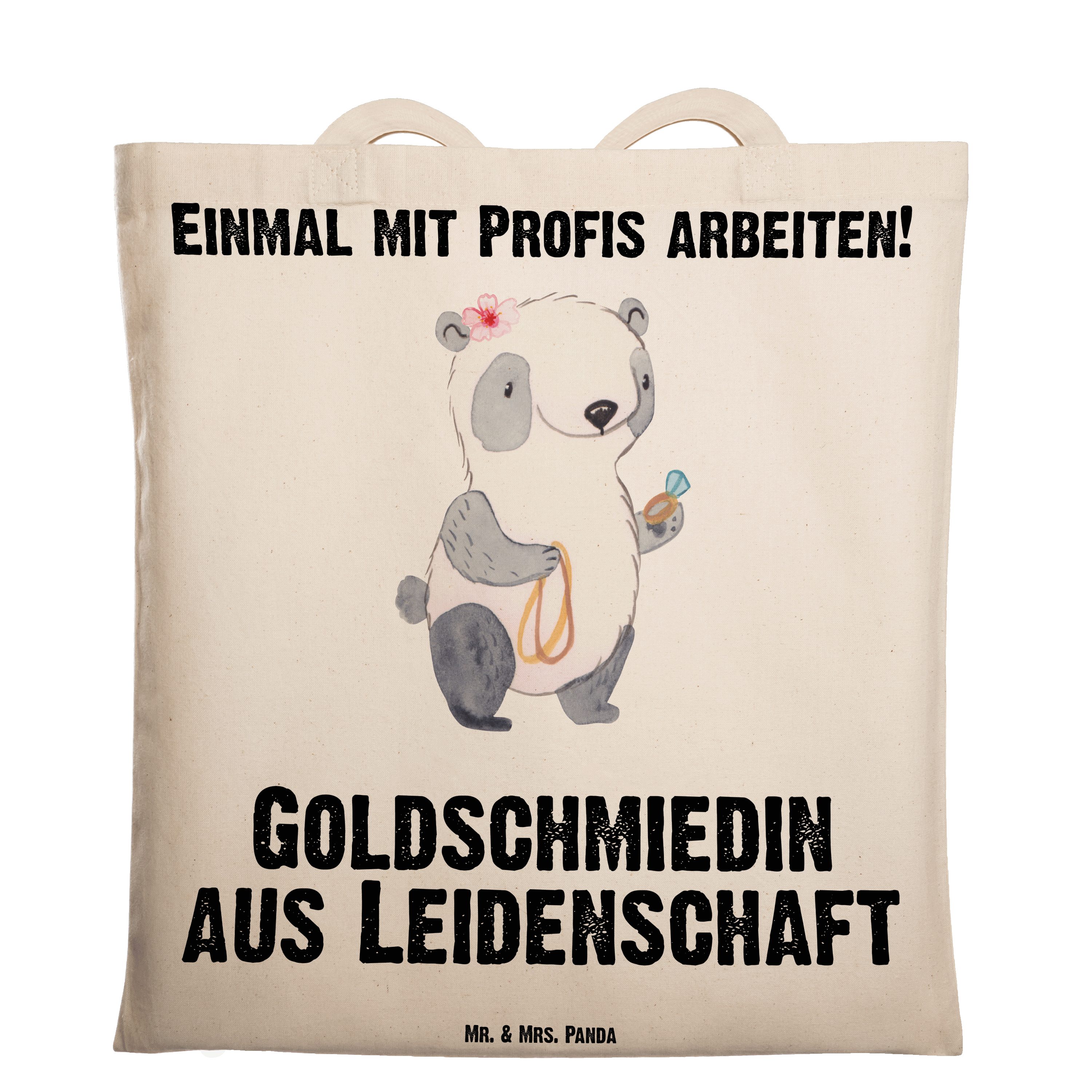 Leidenschaft Schmuckwaren Tragetasche aus - & (1-tlg) Geschenk, Transparent Mr. Mrs. Panda - Goldschmiedin