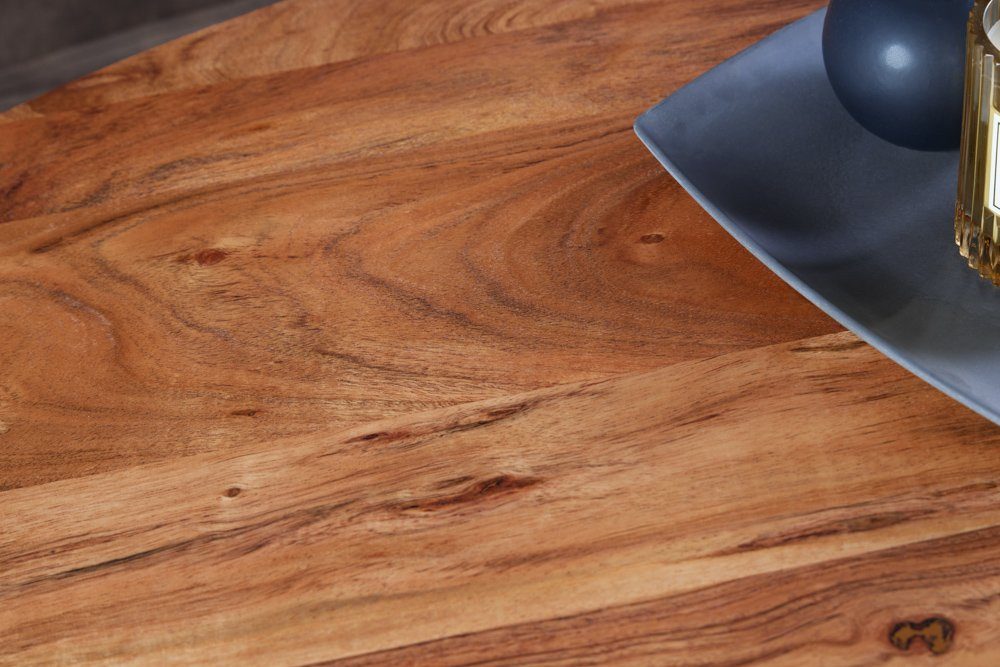 · Tischplatte Ø120cm / · Design · Legs schwarz natur rund Massivholz SCORPION riess-ambiente | · Retro natur 4,5cm Küche · · Esstisch Akazie 1-St), (Einzelartikel, Hairpin Metall natur ·