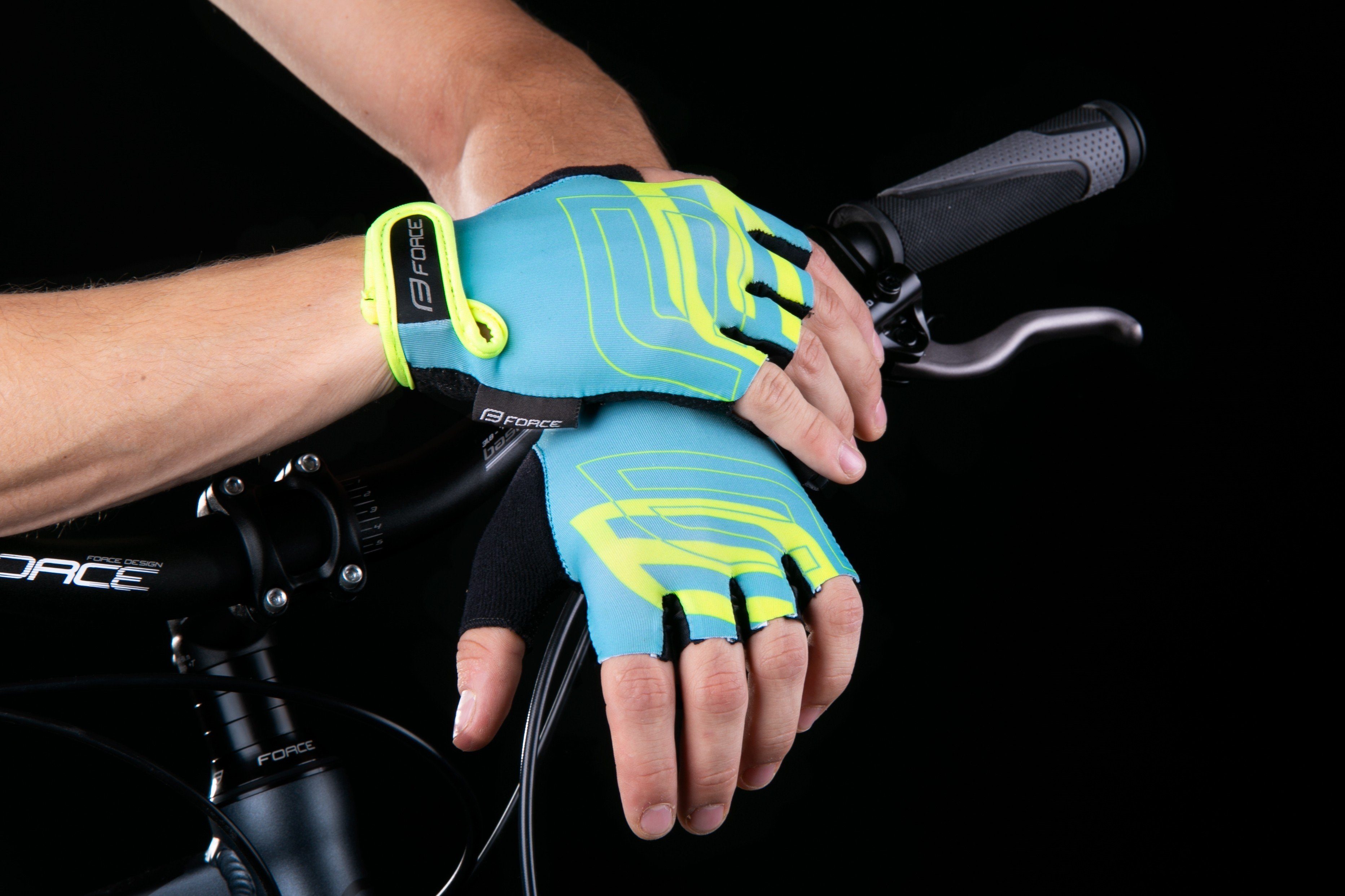 gelb Handschuhe FORCE Fahrradhandschuhe SPORT FORCE blau