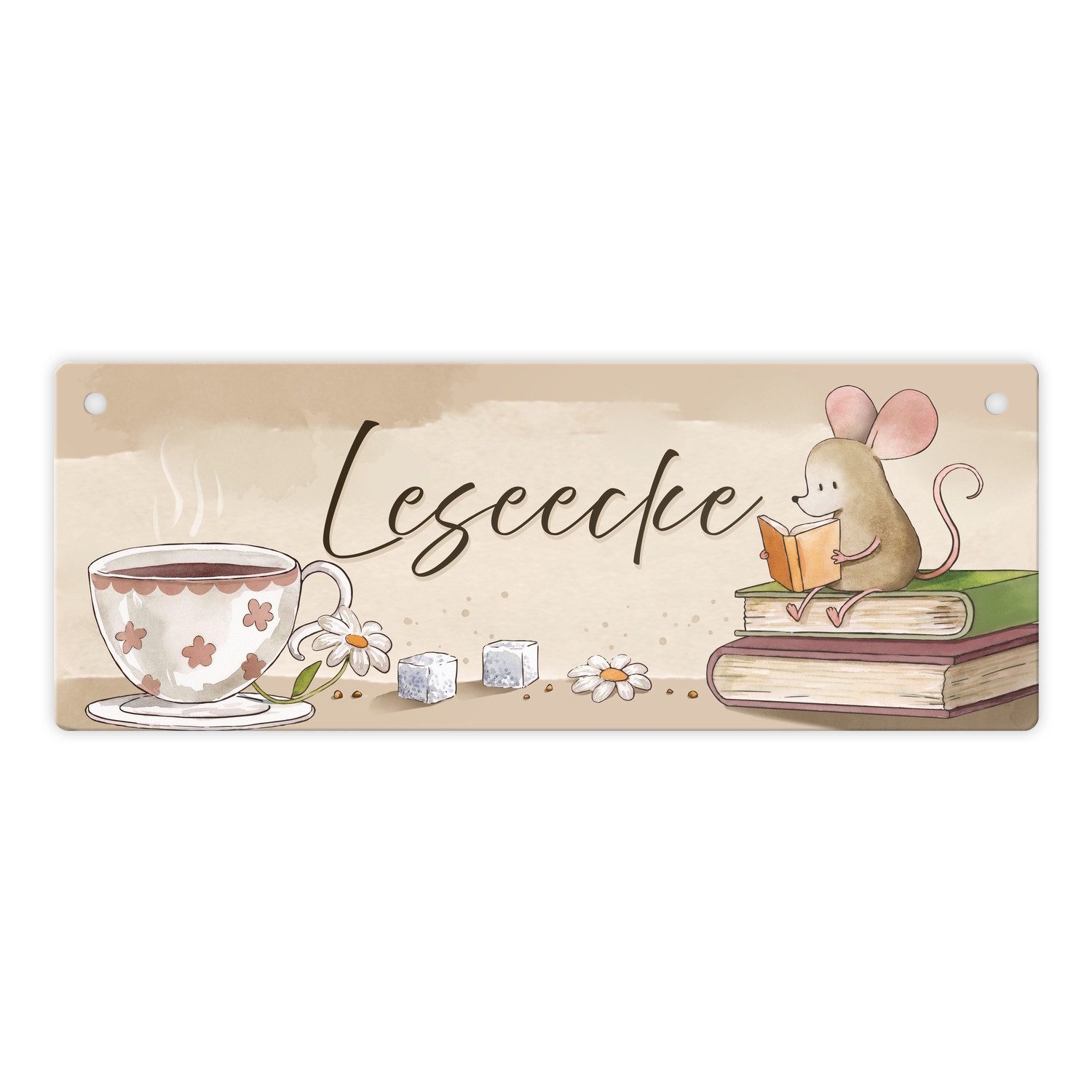 speecheese Metallschild Leseecke Metallschild L in 10 5x28cm XL Mach dir eine entspannte Zeit