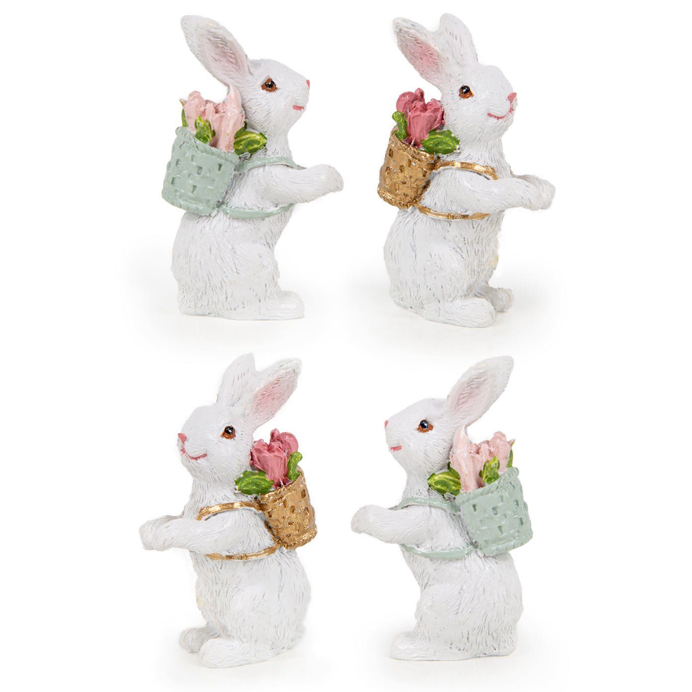 Logbuch-Verlag Dekofigur 4 kleine Osterhasen Figuren weiß Osterdekoration Ostergeschenk 6 cm