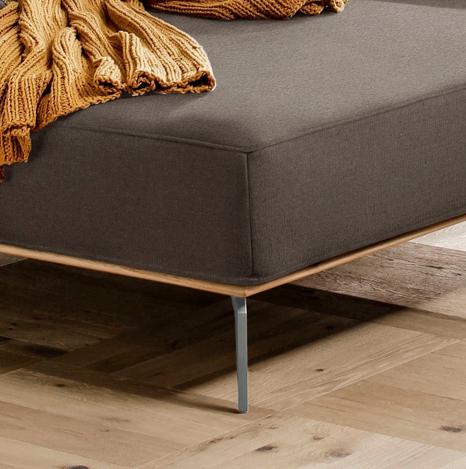 W.SCHILLIG Ecksofa elegantem Füße Holzsockel, 299 cm Breite mit run, Silber matt, in