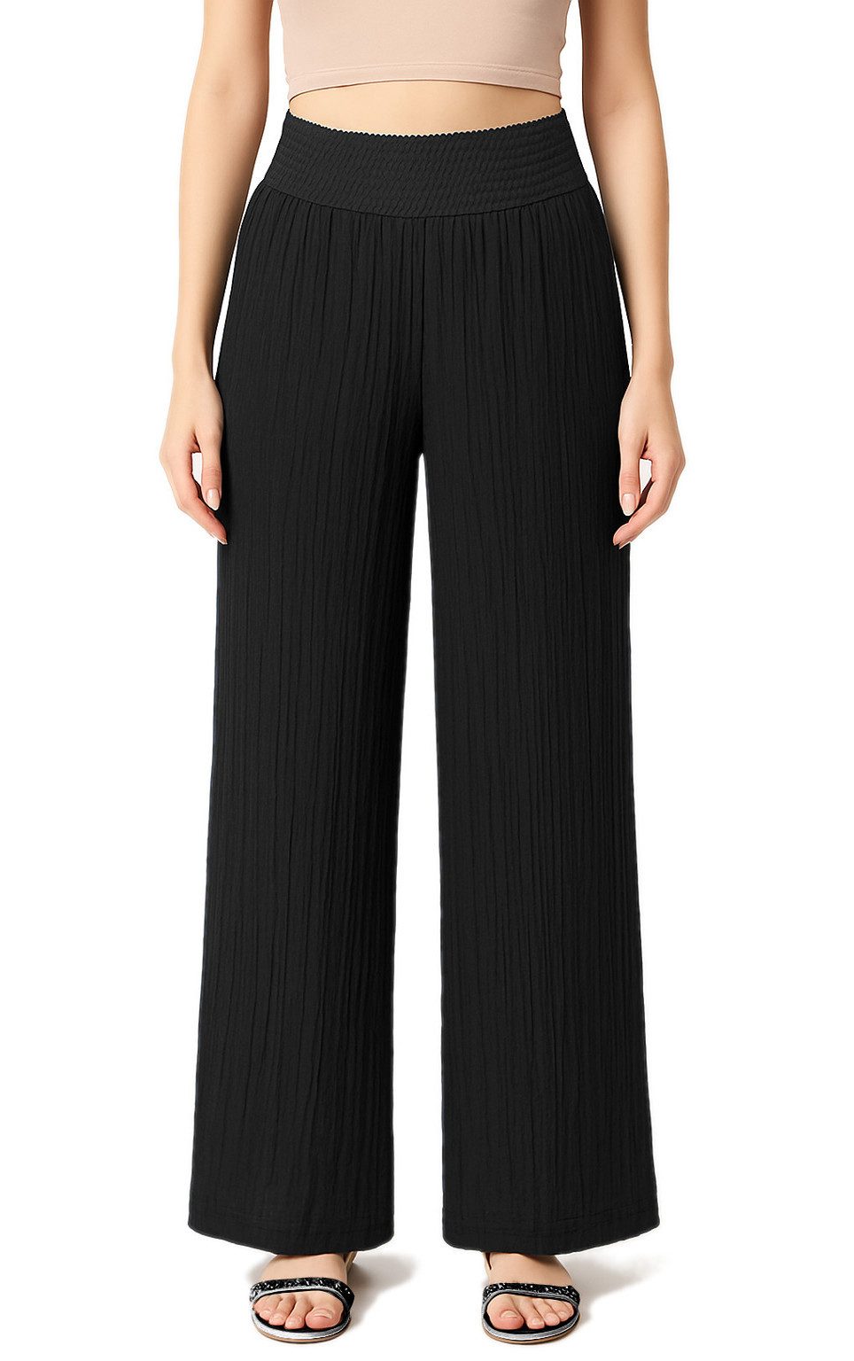 dy_mode Palazzohose Damen Palazzohose Weite Freizeithose mit Gummibund Unif günstig online kaufen