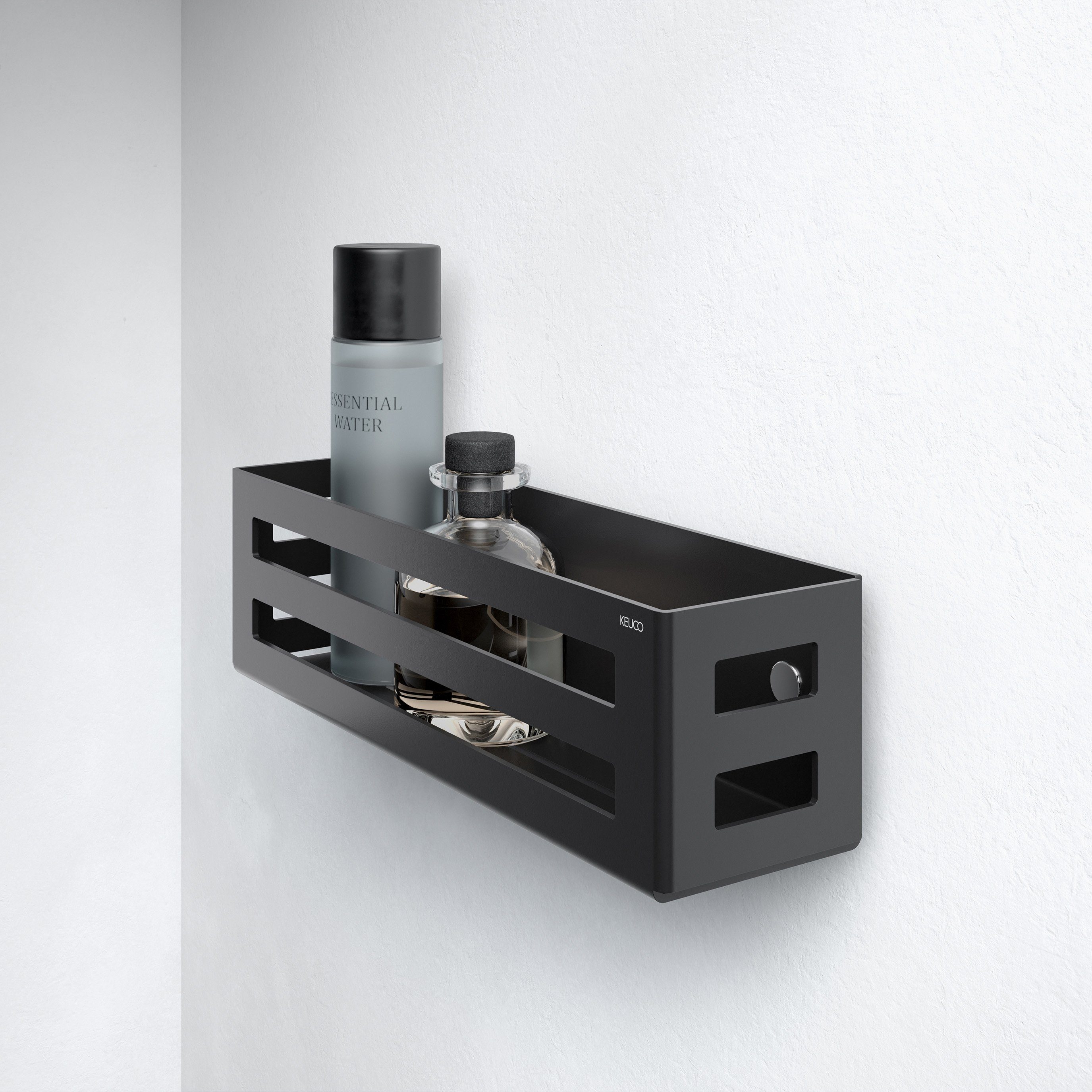 Keuco Duschablage aus Aluminium, 32 cm, abnehmbar, Aluminium schwarz matt, zum Kleben oder Schrauben