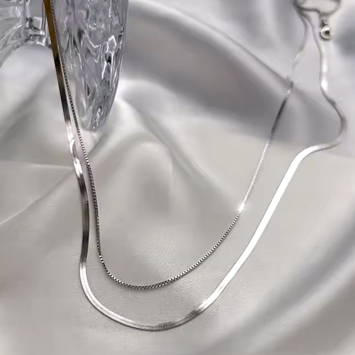 ELLAWIL Silberkette Damenkette doppelreihig Zweierkette Doppelkette Multilayer Kette (GESCHENKIDEE, Sterling Silber 925, Kettenlänge 40 cm verlängerbar um 5 cm), inklusive Geschenkschachtel
