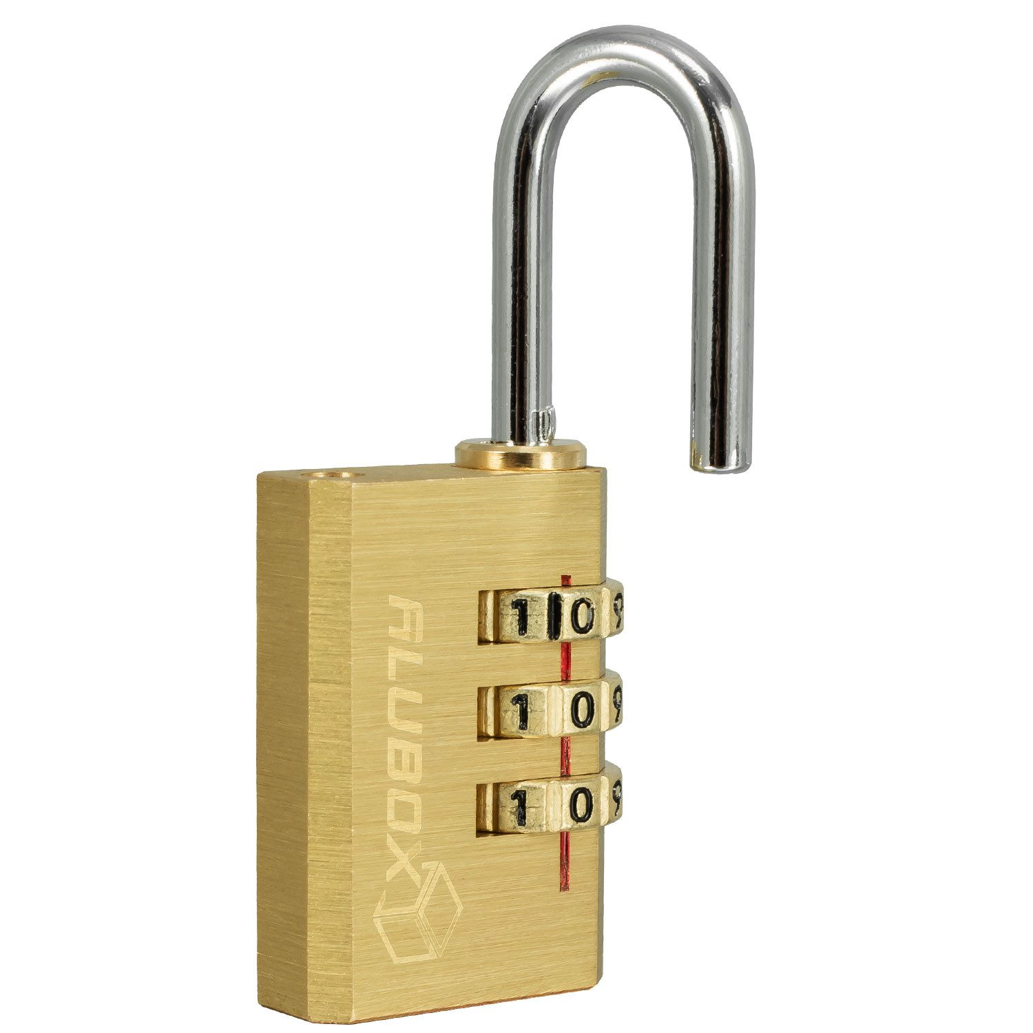ALUBOX Vorhängeschloss Zahlenschloss 3 stellig Messing Korpus Bügelstärke 4,5mm