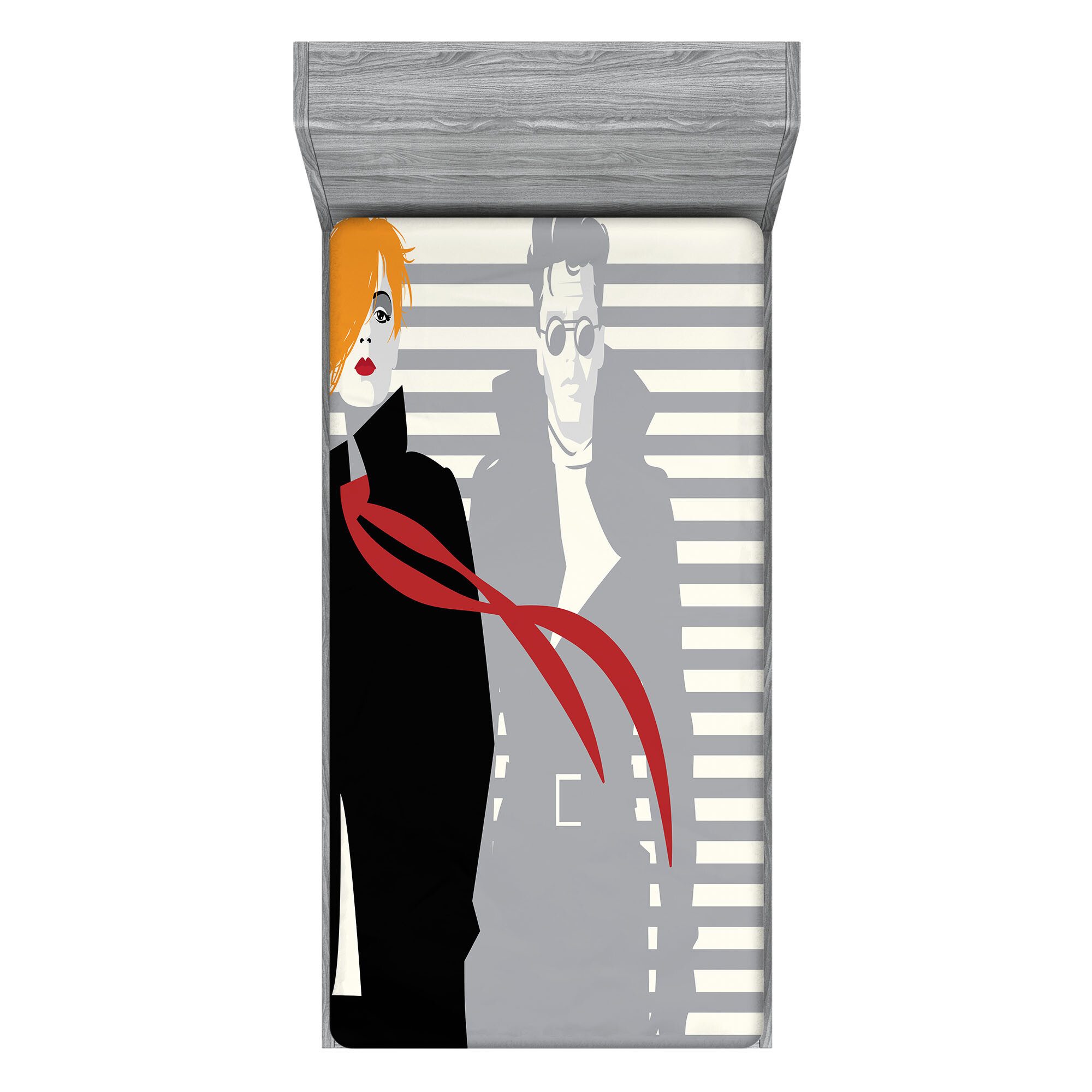 Abakuhaus Spannbettlaken Soft Dekorativer Stoff Bettwäsche Rund-um Elastischer Gummizug, Abstrakte Frauen Moderne Streifen