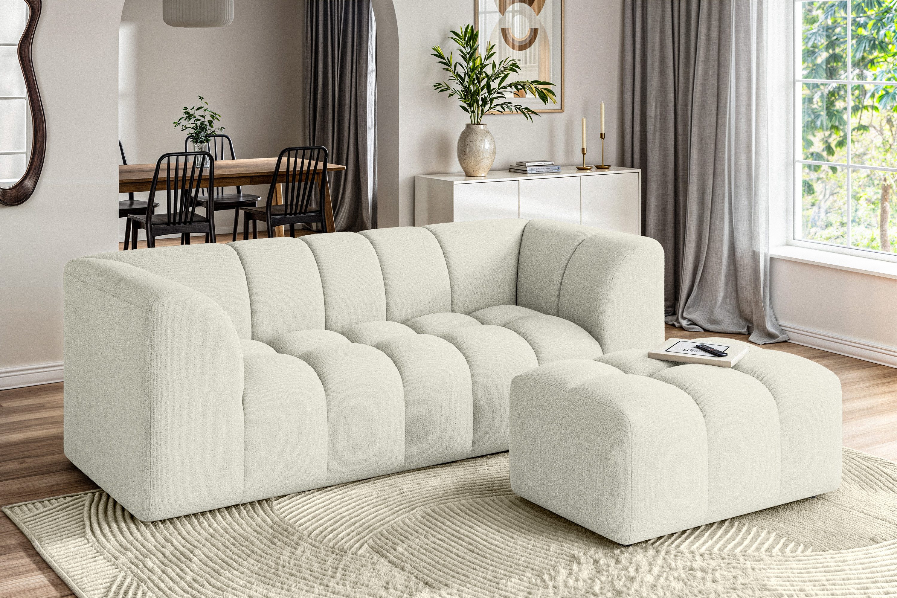 OTTO home 3-Sitzer TUURE Verlässliche Qualität, moderne Steppung, Breite 227cm, Bubble Optik, hoher Sitzkomfort, Wellenunterfederung