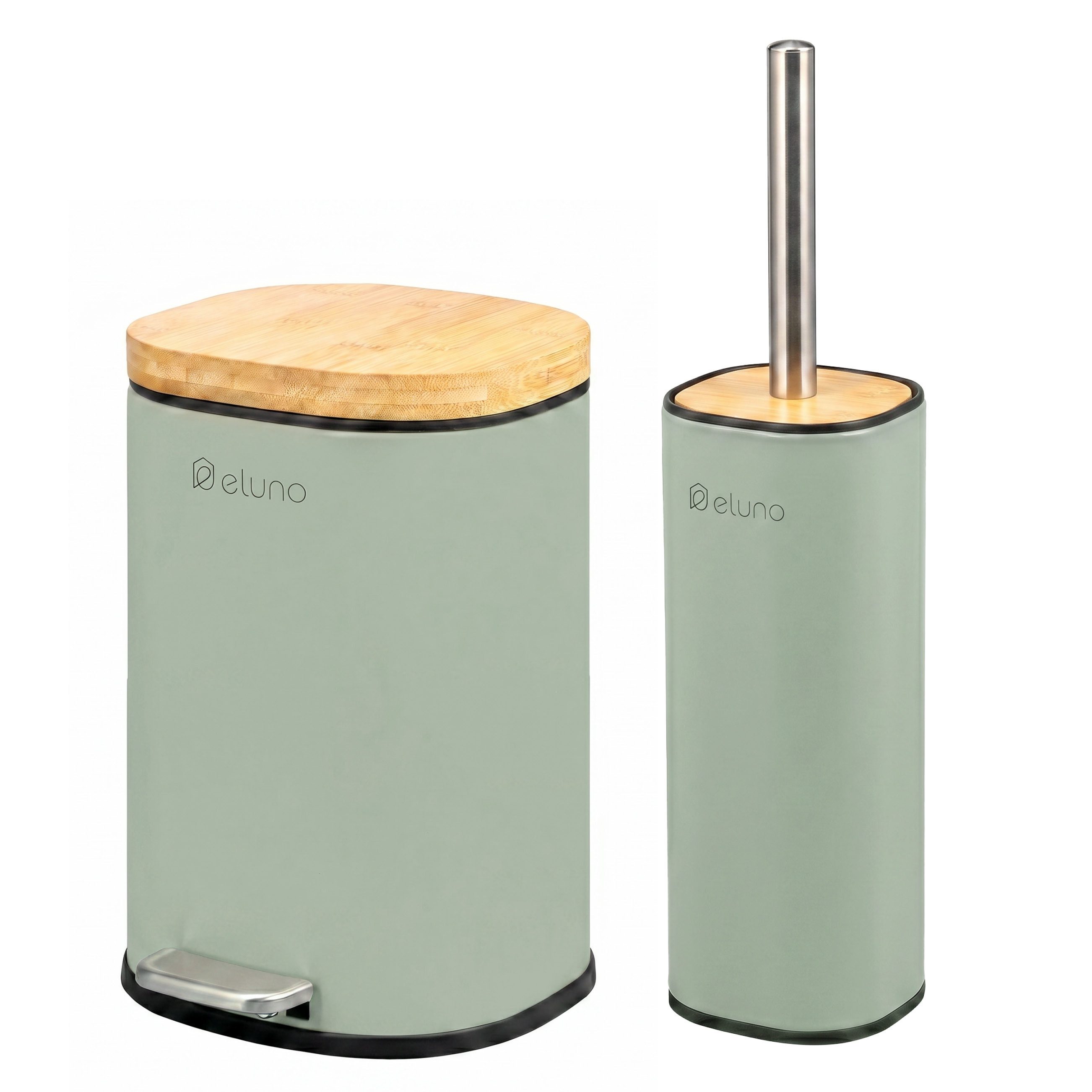eluno Badaccessoire-Set Badezimmerset aus Metall und Bambus