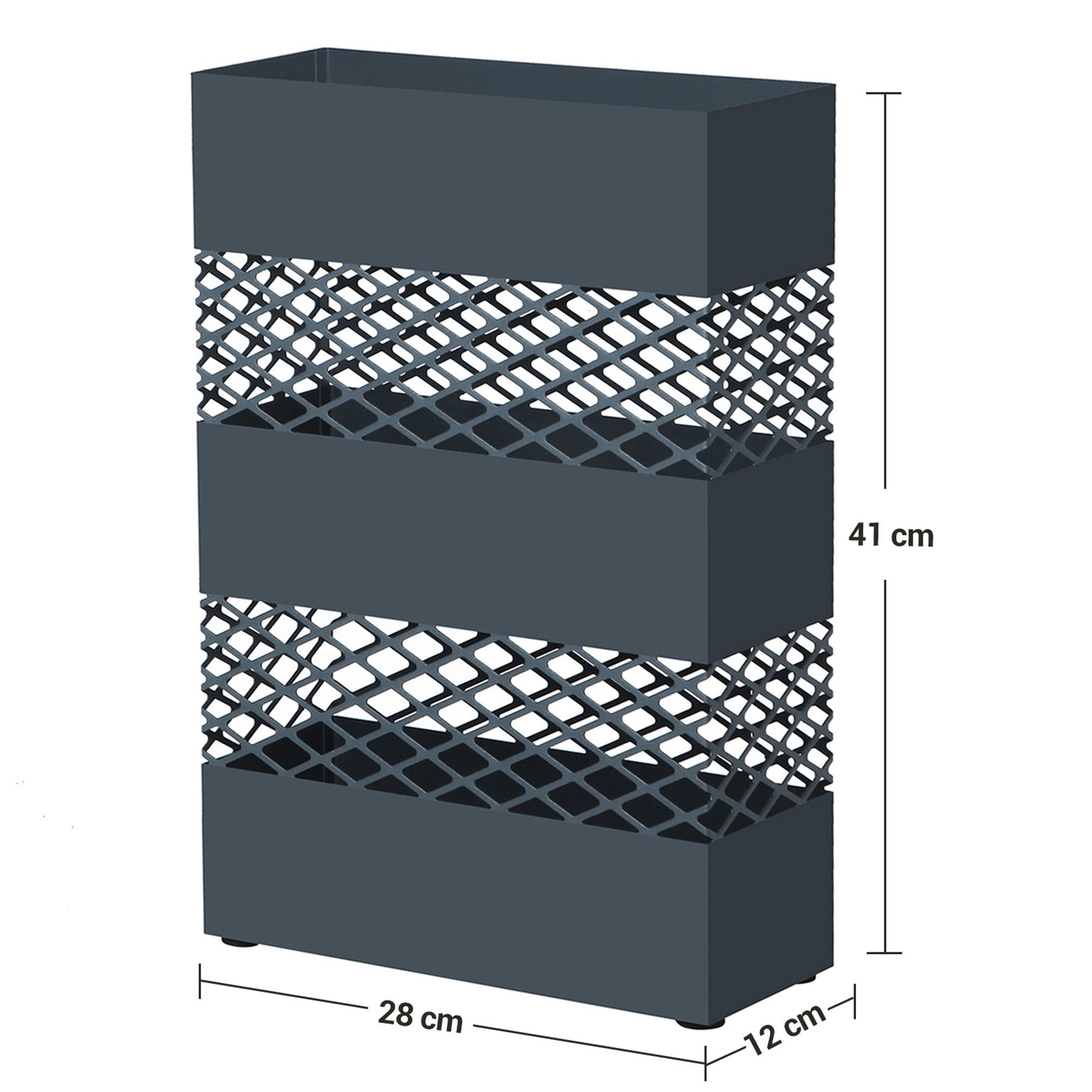 SONGMICS Schirmständer, aus Metall, rechteckig, Wasserauffangschale, Gitter günstig online kaufen