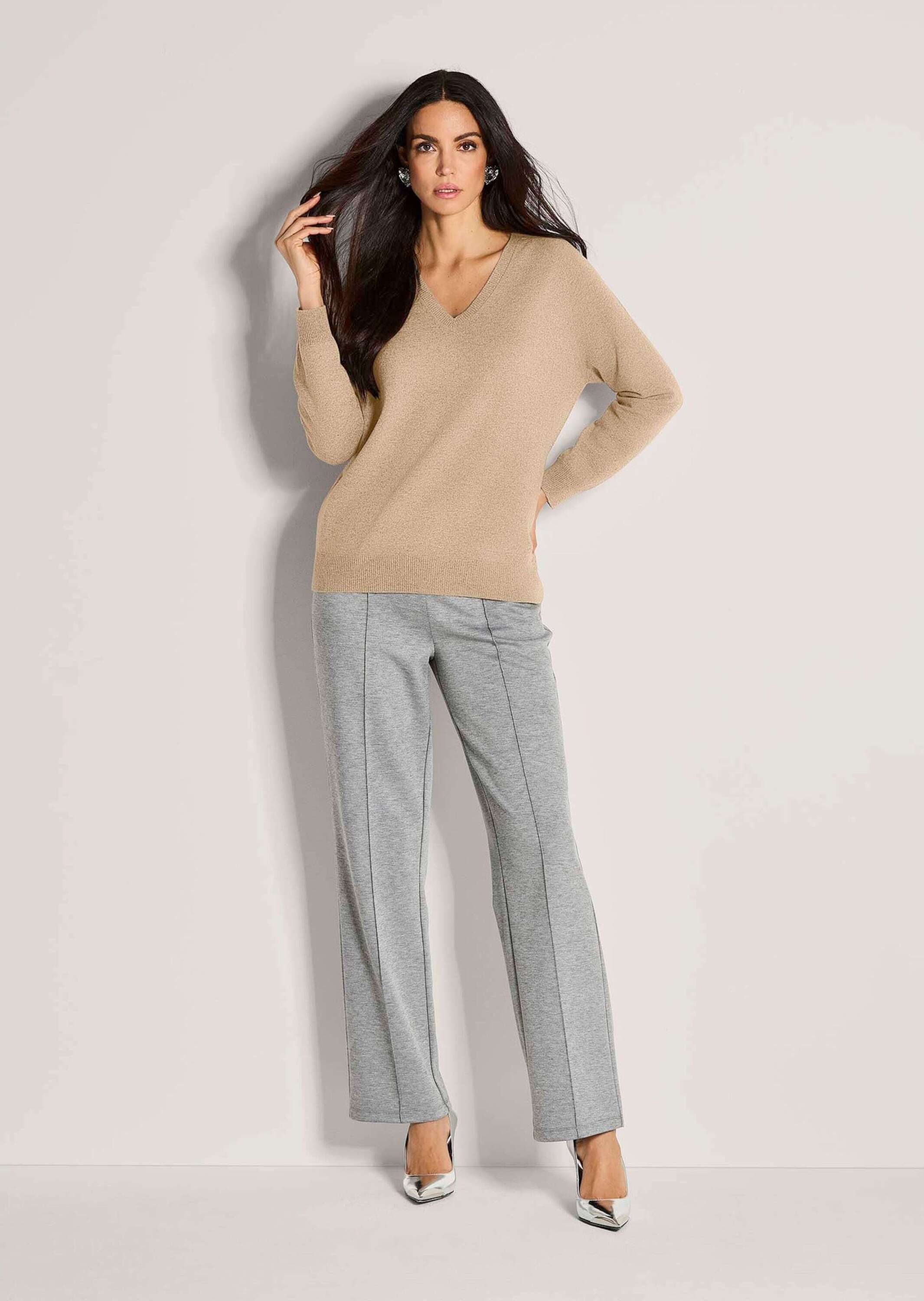 Strickpullover Casual Strickpullover mit V-Ausschnitt