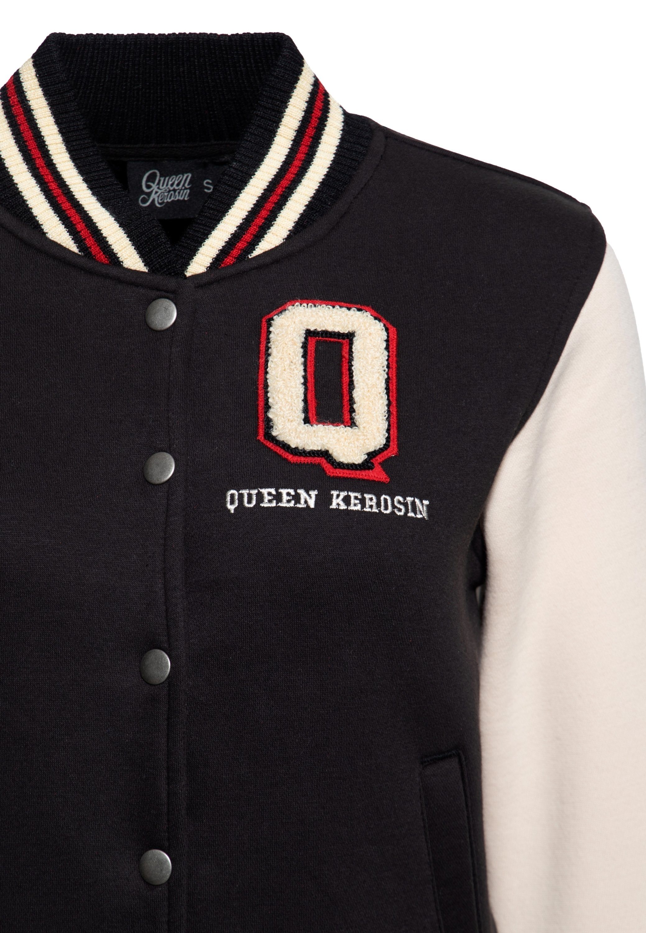 QueenKerosin Collegejacke Q (1-St) Mit Kontrast Raglan-Ärmeln