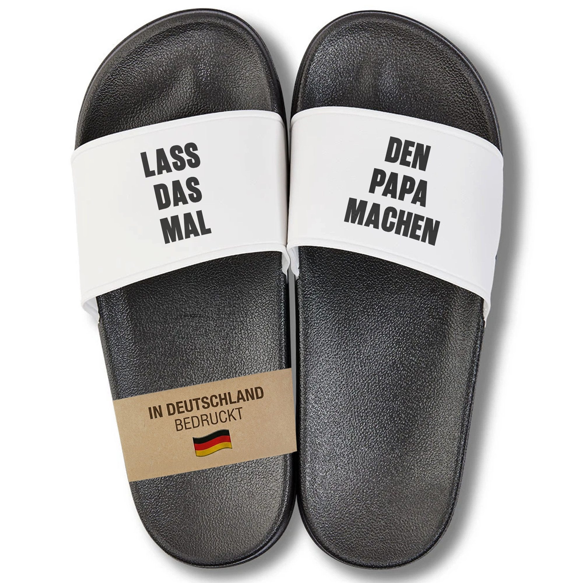 22Feels Badelatschen mit Spruch Lass das Mal Papa Geschenk Schlappen Männer Badepantolette IN DEUTSCHLAND BEDRUCKT