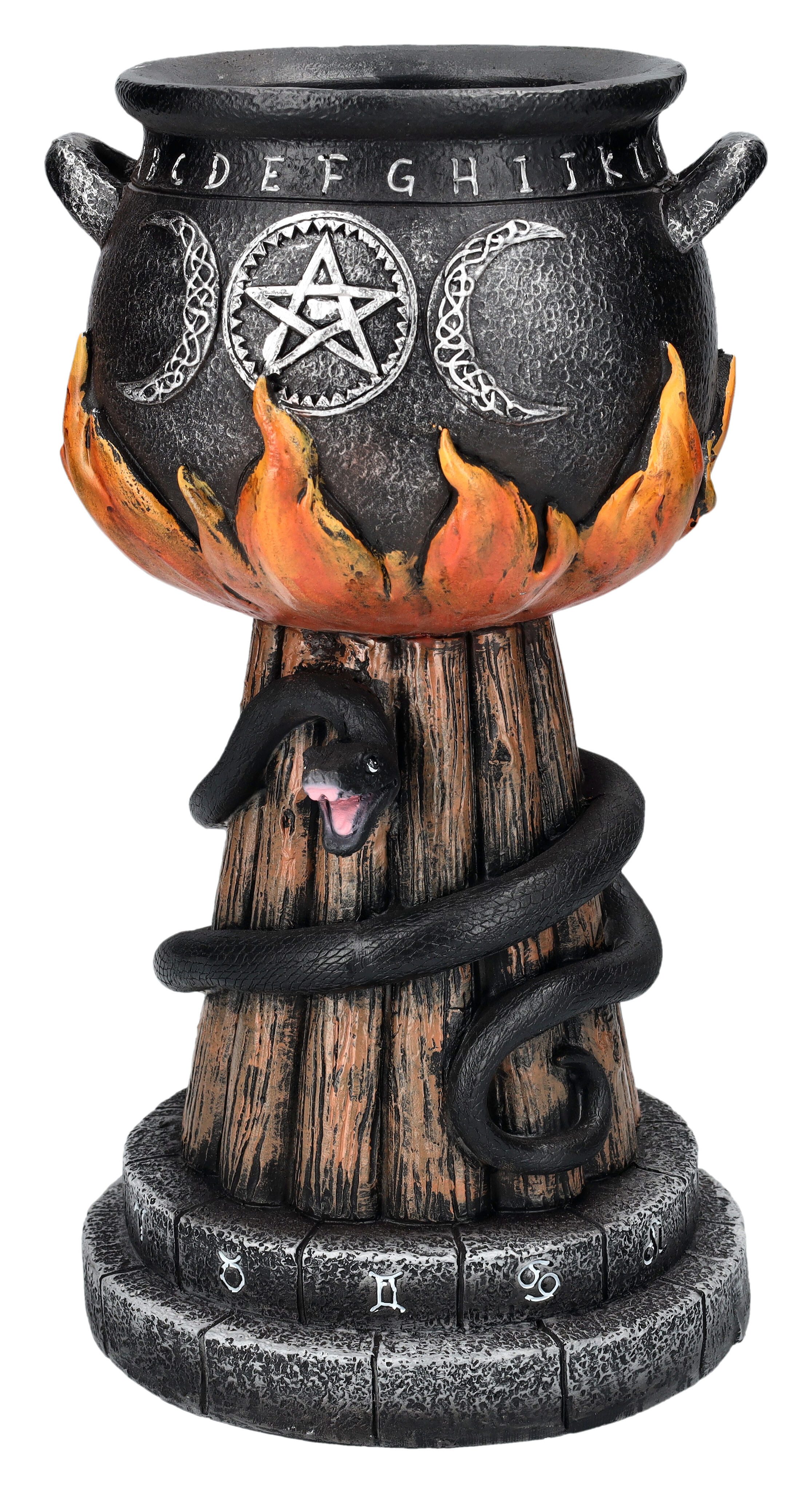 Figuren Shop GmbH Kerzenhalter Kerzenhalter - Hexenkessel mit Schlange - Fantasy Dekoration Hexe