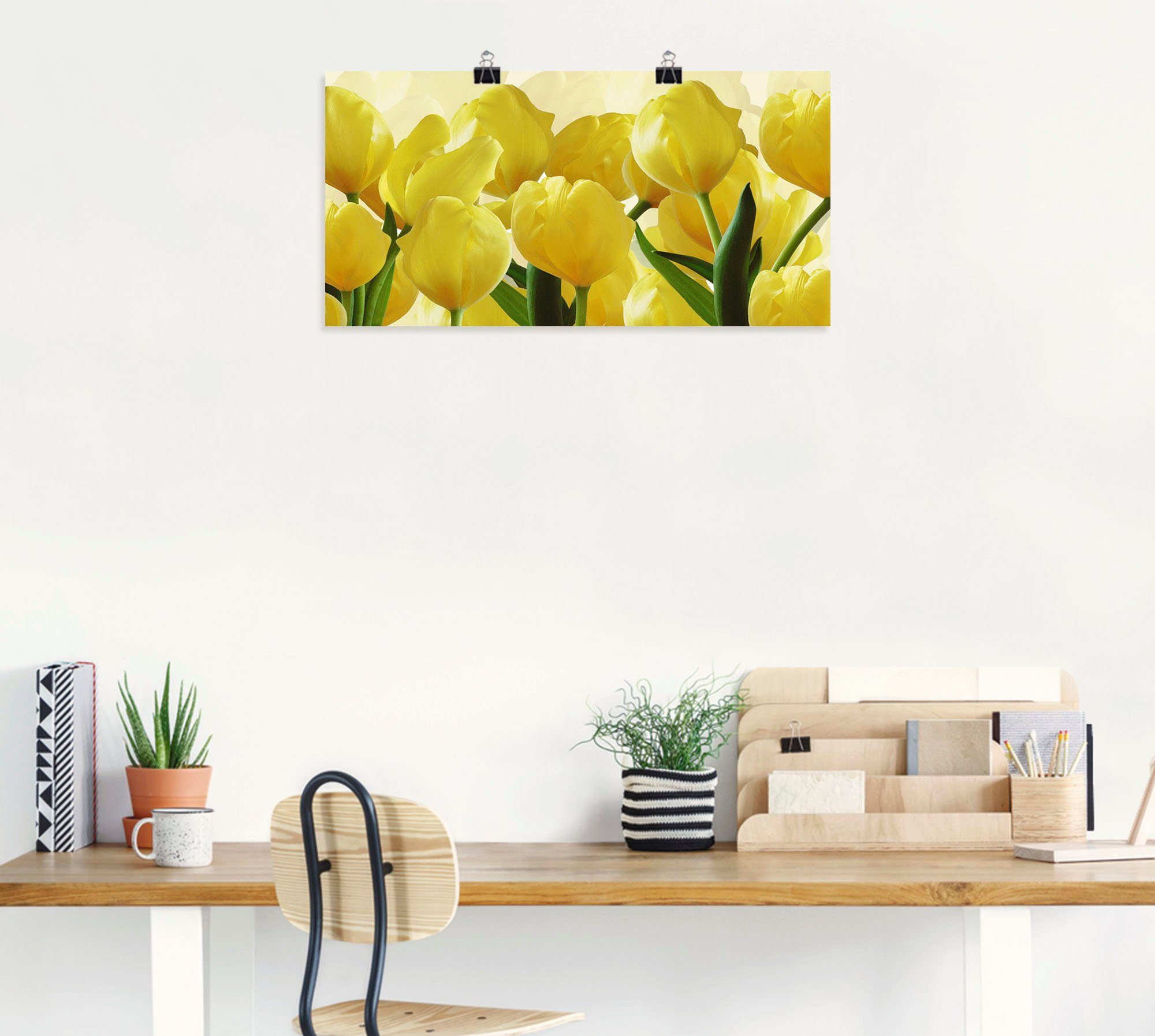 als Leinwandbild, Wandaufkleber Tulpenfeld Wandbild (1 St), Poster in gelb, oder versch. Größen Artland Alubild, Blumen