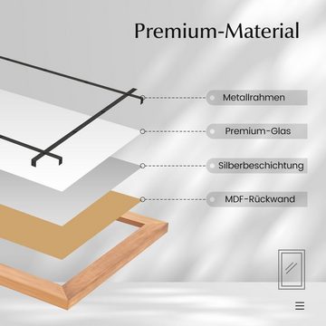 COSTWAY Spiegel, Wandspiegel mit Holzrahmen, unbrechbar, 77 x 100 cm