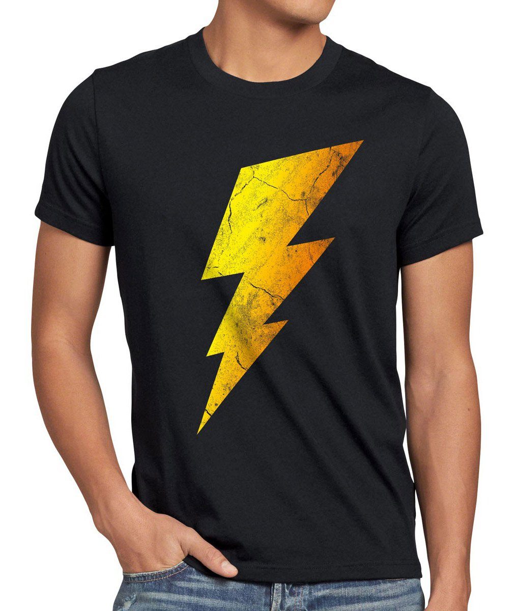 style3 Print-Shirt Herren T-Shirt Sheldon Lightning Bolt Blitz flash bang Comic cooper big theory schwarz