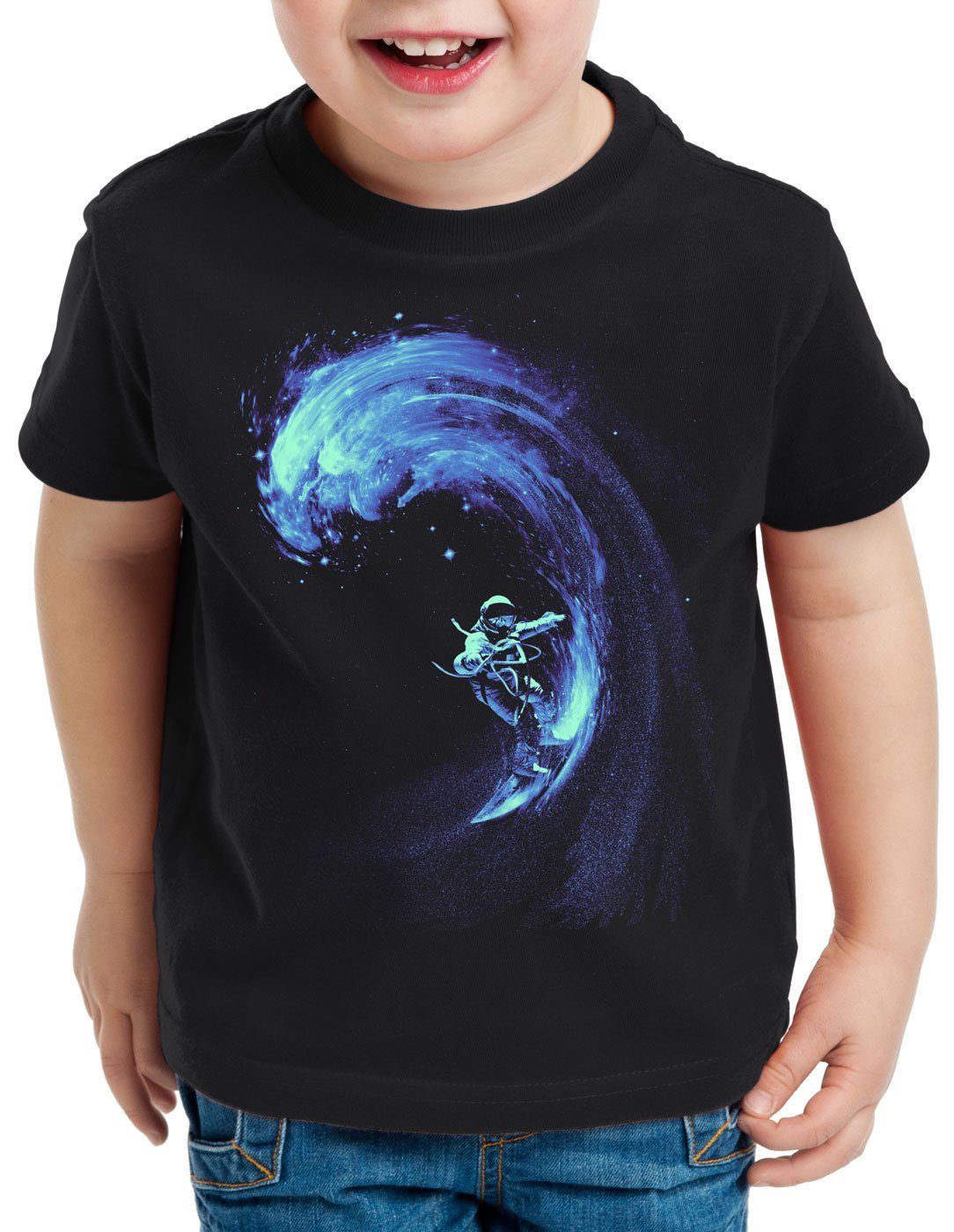 Kinder Surfer style3 Space milchstraße T-Shirt weltraum galaxie Print-Shirt