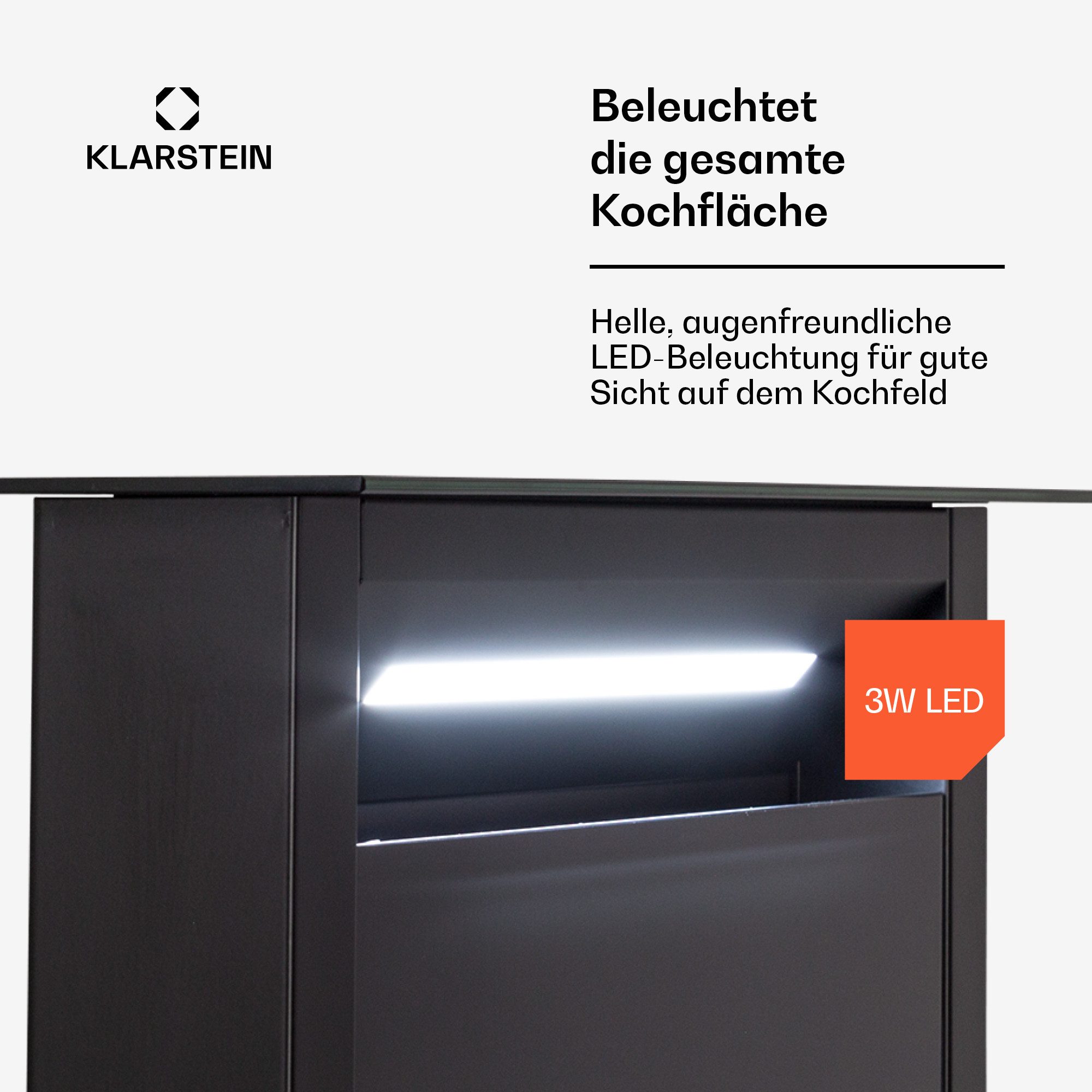 Klarstein Deckenhaube Royal Flush Serie Royal Flush Eco Downdraft Dunstabzugshaube 60 cm 576 m³/h A++ Abzugshaube Downdraft Abluft Umluft versenkbar mit Edelsta – Bild 5 von 5