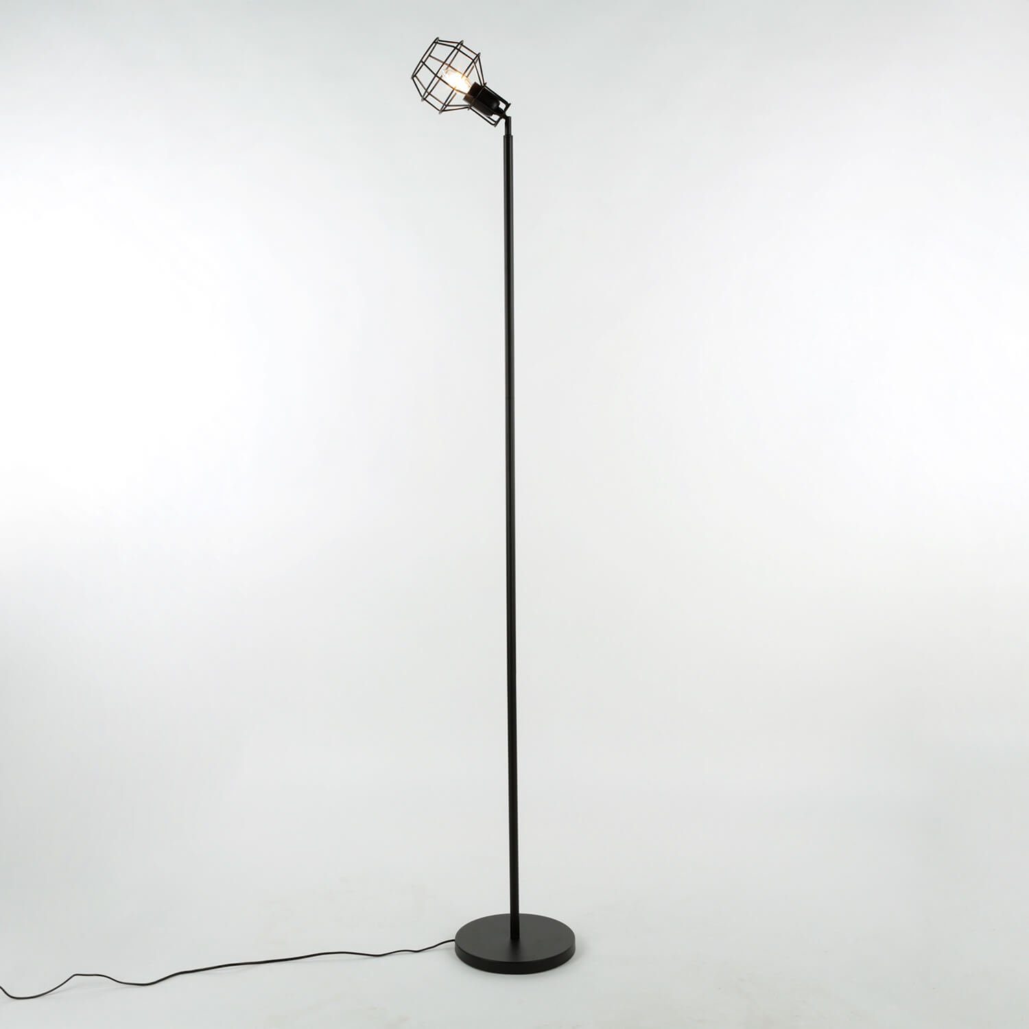 Licht-Erlebnisse Stehlampe MIA, ohne Leuchtmittel, Wohnzimmer cm 187 Retro Schwarz Stehleuchte