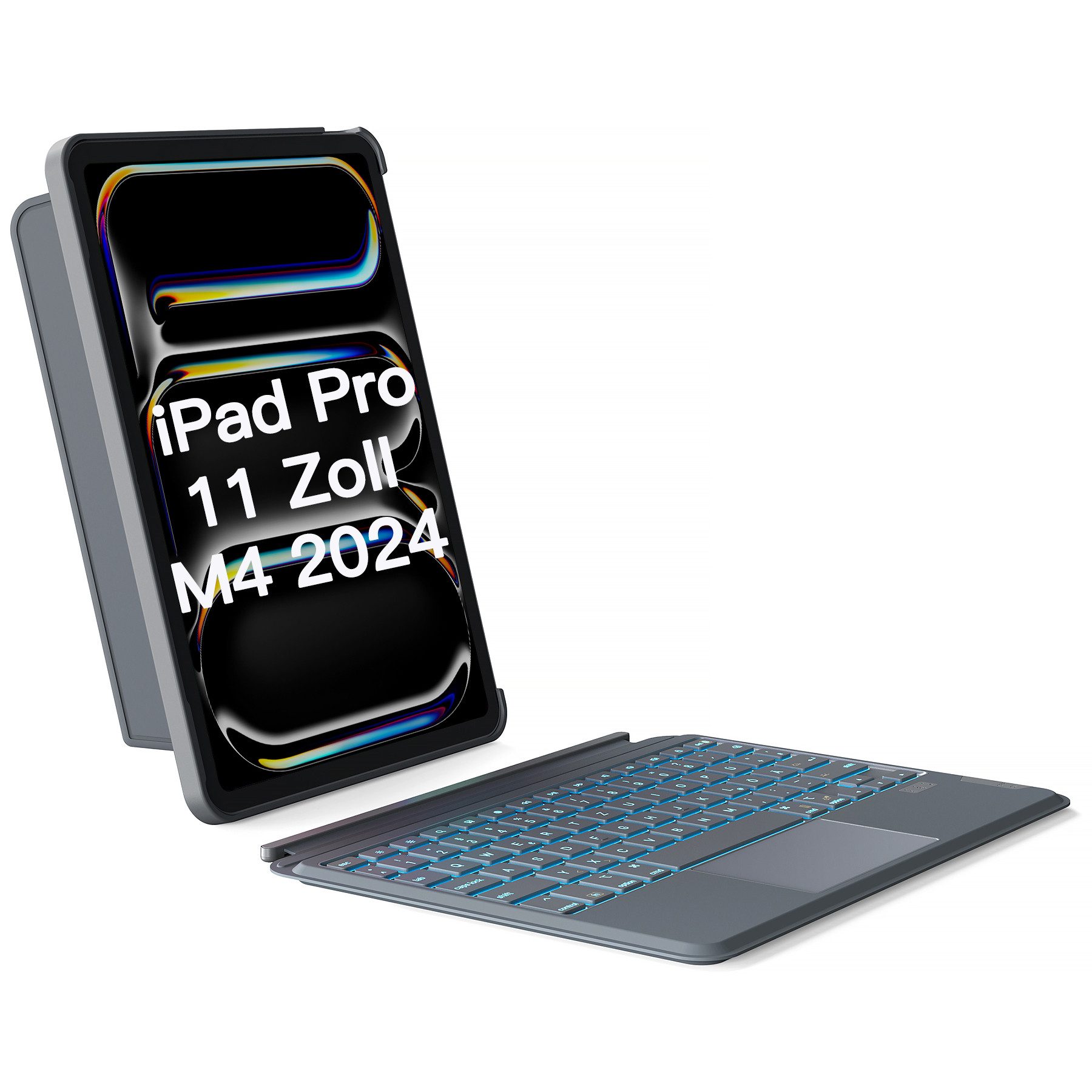 Inateck für 2025 iPad Air Pro 10.9/11/12.9/13 Zoll iPad-Tastatur (Bluetooth Tastaturhülle,Hoch-/Querformat Ständer)