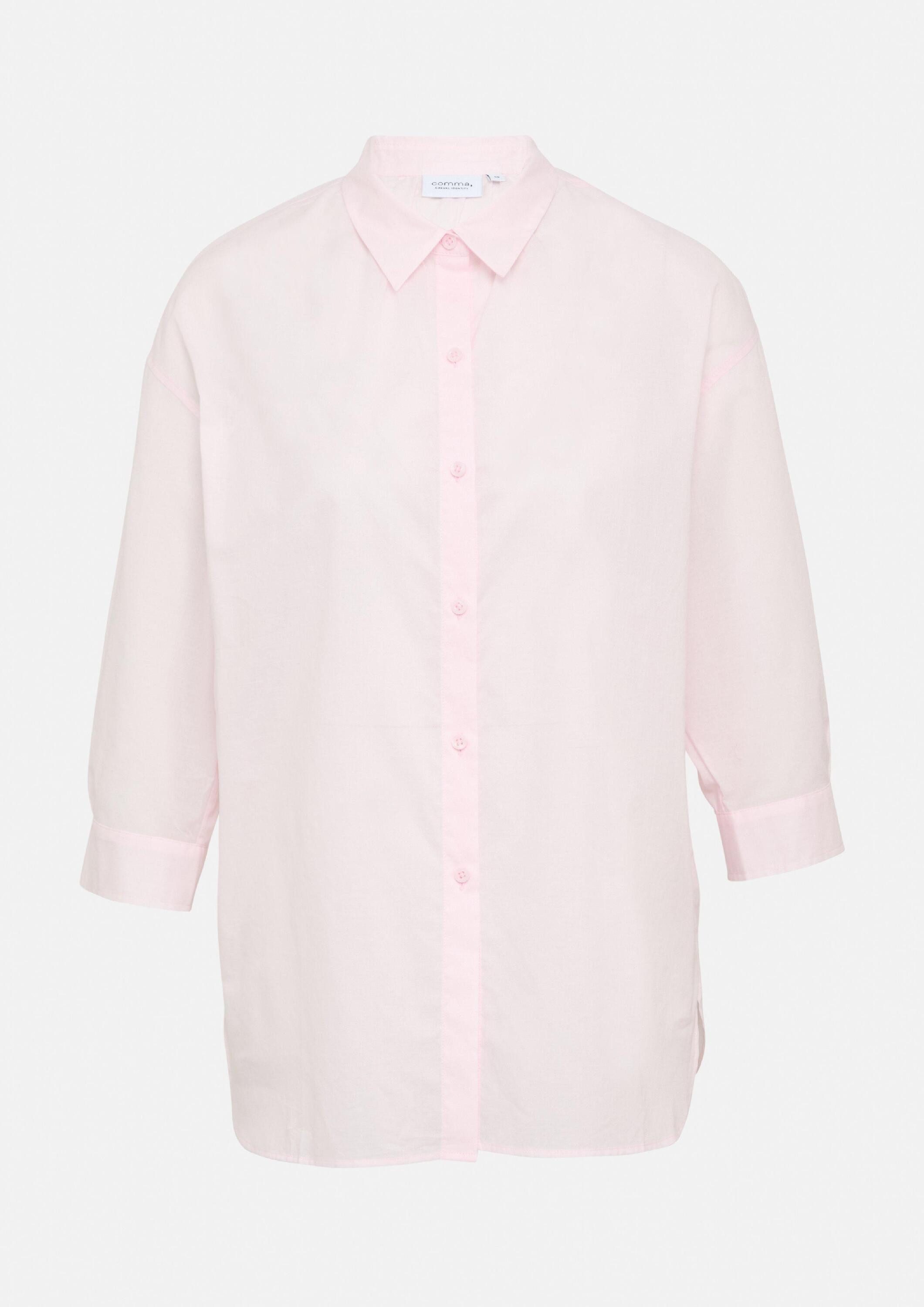 comma Kurzarmbluse Bluse Oversize-Hemdbluse mit Raffungsdetails