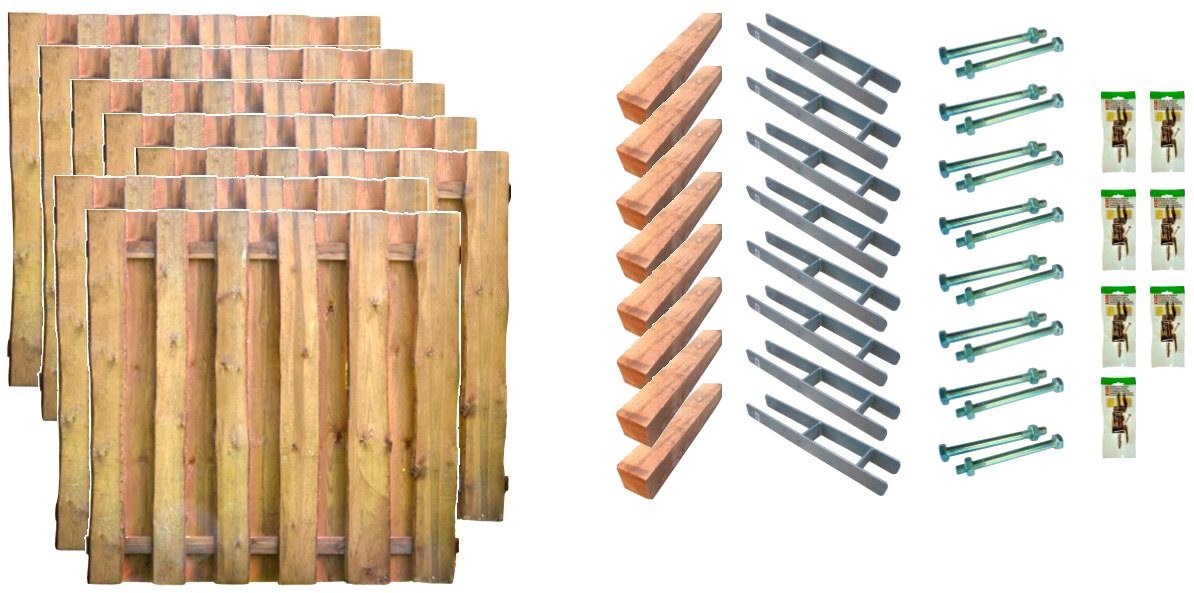 Tetzner & Jentzsch Bohlenzaun Seattle 5, (Set), 7 Elemente, LxH: 1332x180 cm