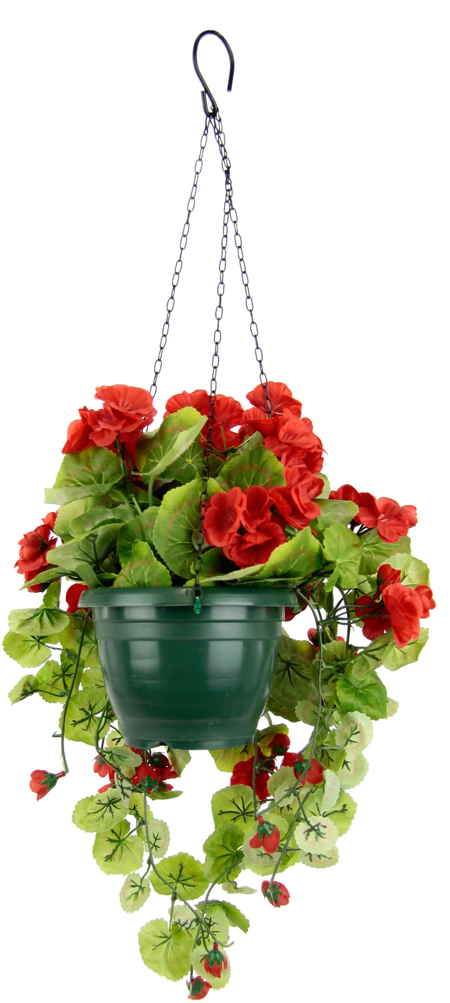Kunstblume Geranie, OTTO home, Höhe 60 cm, Im Topf, mit Hängeampel, künstliche Geranien
