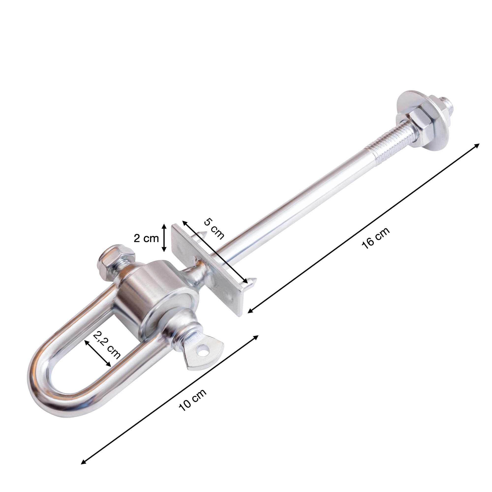 ROG-Gardenline Schaukelgestell 2x Schaukelhaken mit Schäkel, verzinkt, M12 x 160 mm für Balken bis ca. 12 cm