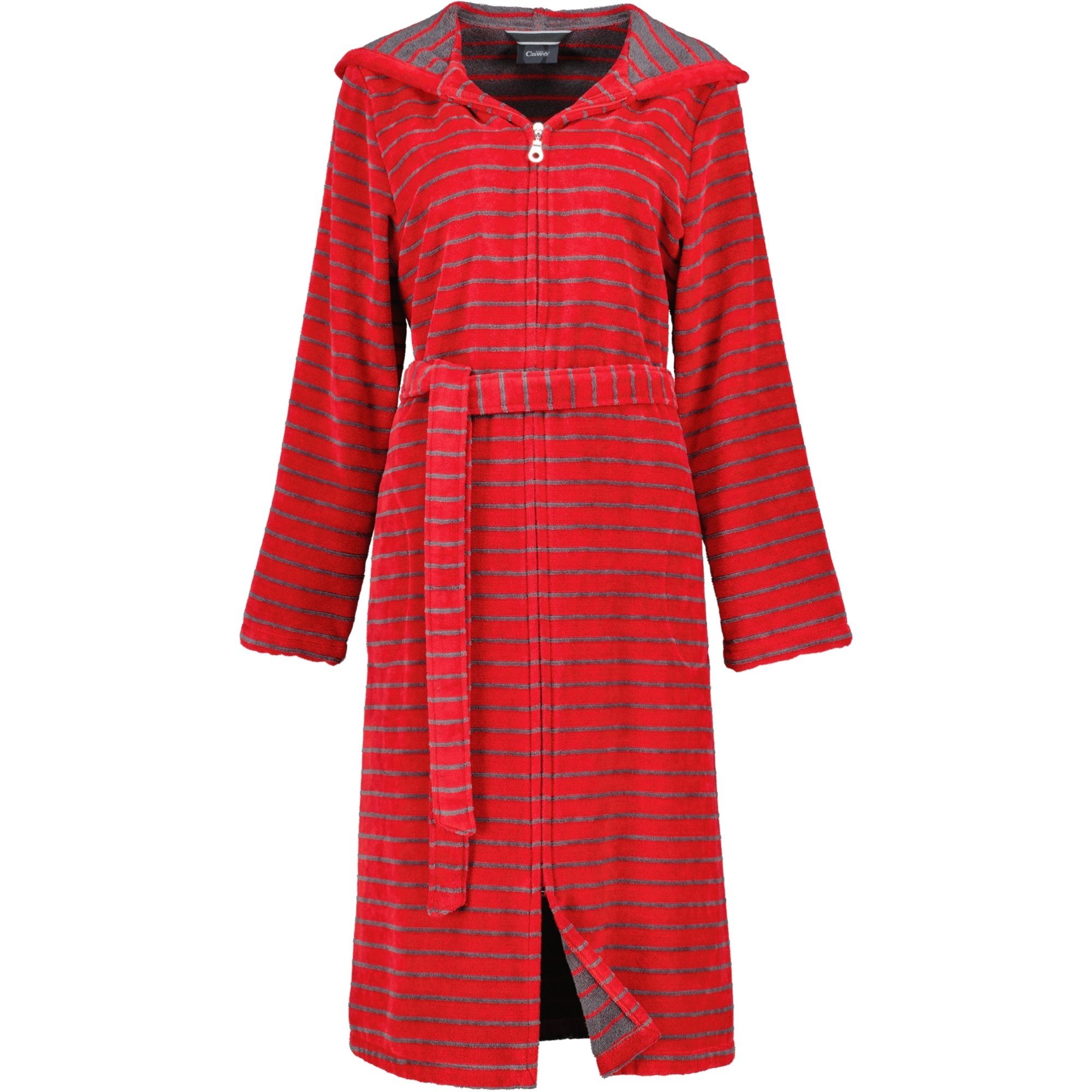 Cawö Damenbademantel Shades 1492 Kapuze Velours, Kapuze, 100% Baumwolle, Reißverschluss