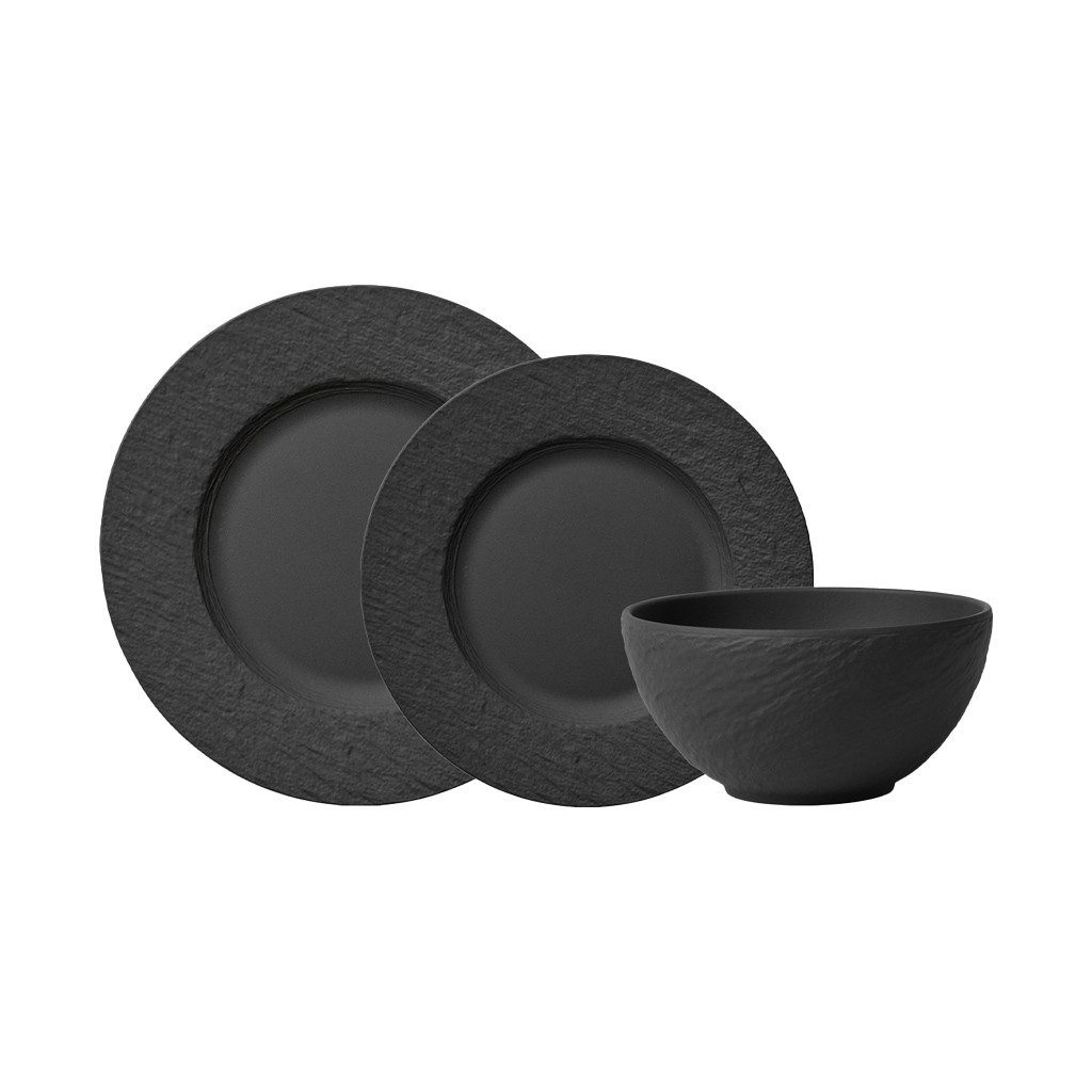 Villeroy & Boch Geschirr-Set Manufacture TellerSet (12-tlg), 4 Personen, Porzellan, Premium Porcelain, mikrow.- & spülm.sicher, Made in Germany